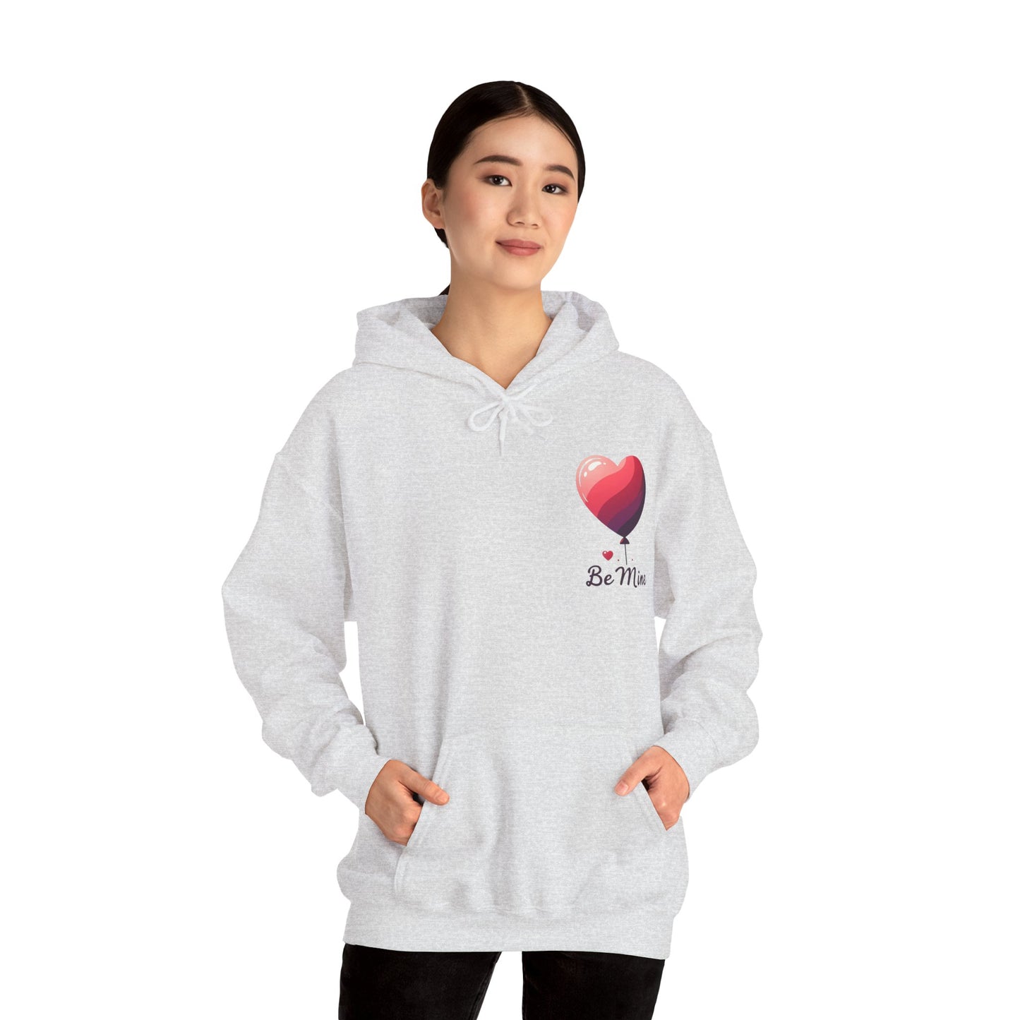 Minimalist Be Mine Valentine Heart Balloon Hoodie | Aesthetic Romantic Couple Sweatshirt