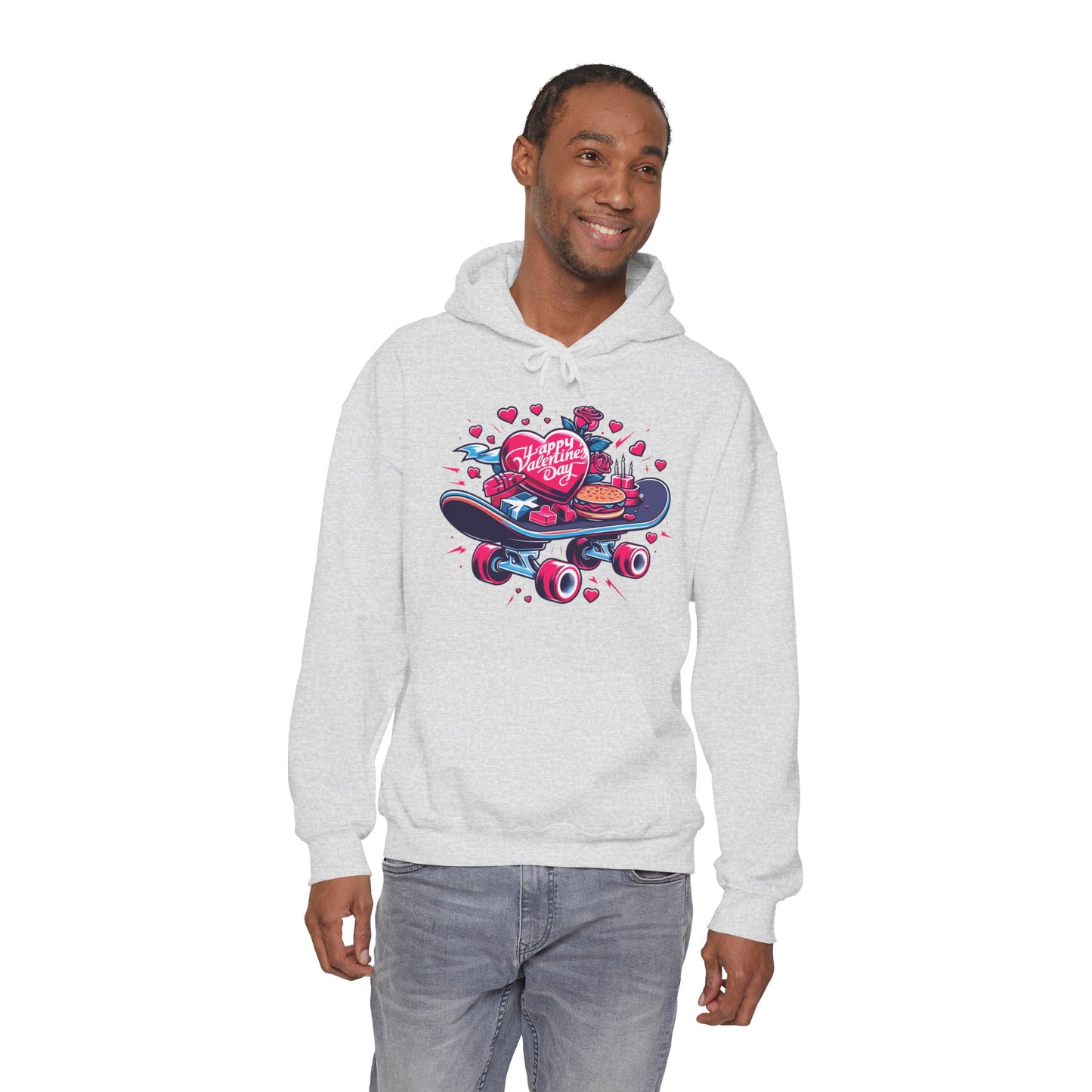 Skateboard Valentine's Hoodie | Edgy "Ride & Love" Graphic Sweatshirt | Funny Skater Gift