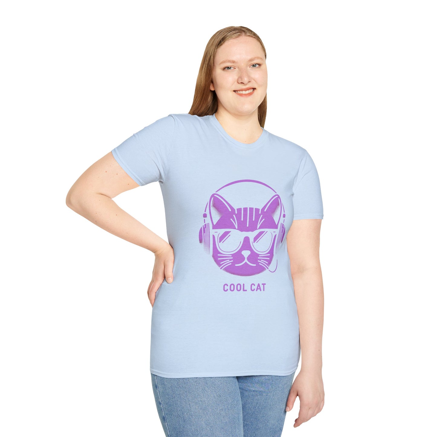 Cool Cat - Halloween Cat with Headphones Unisex Softstyle T-Shirt