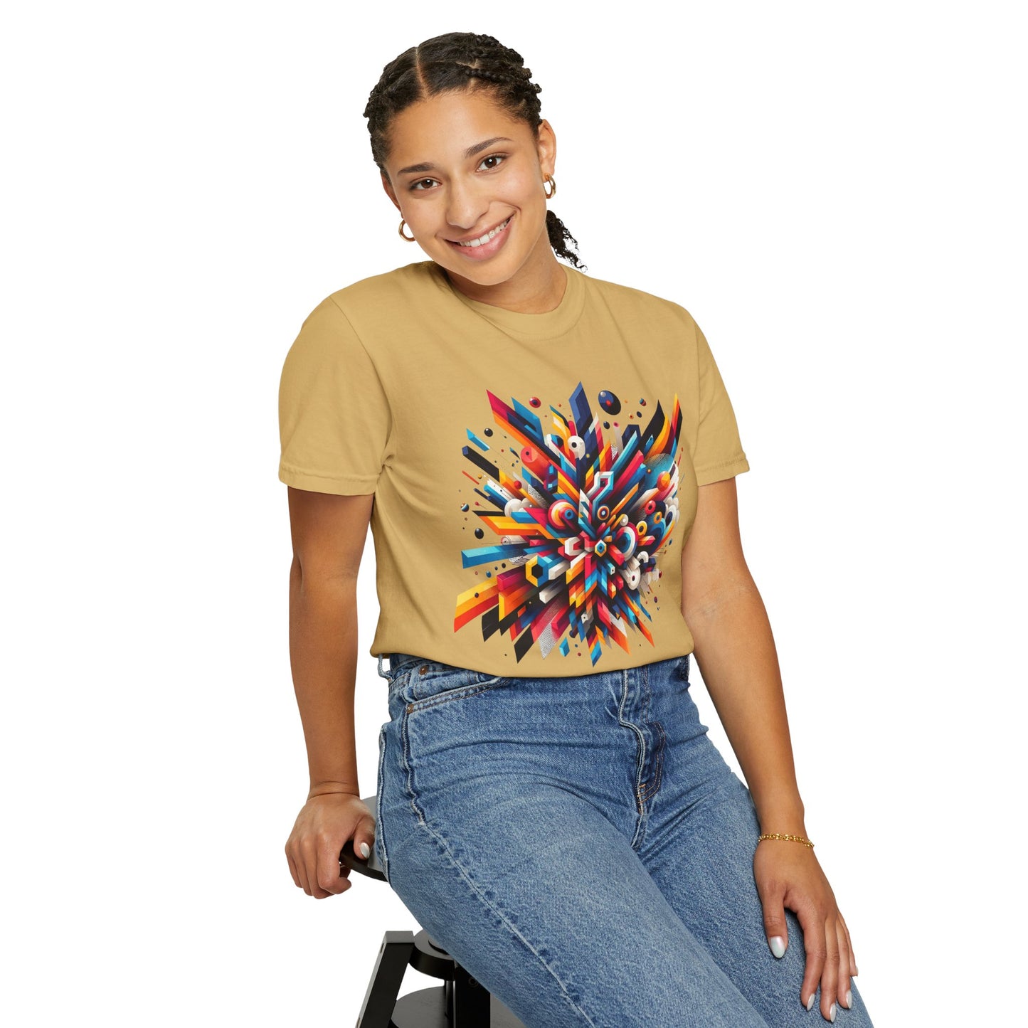 Abstract Art Energy Shirt | Comfort Colors 1717 | Vibrant Geometric Explosion Tee | Soft Washed Garment Dyed Cotton | Artistic Streetwear