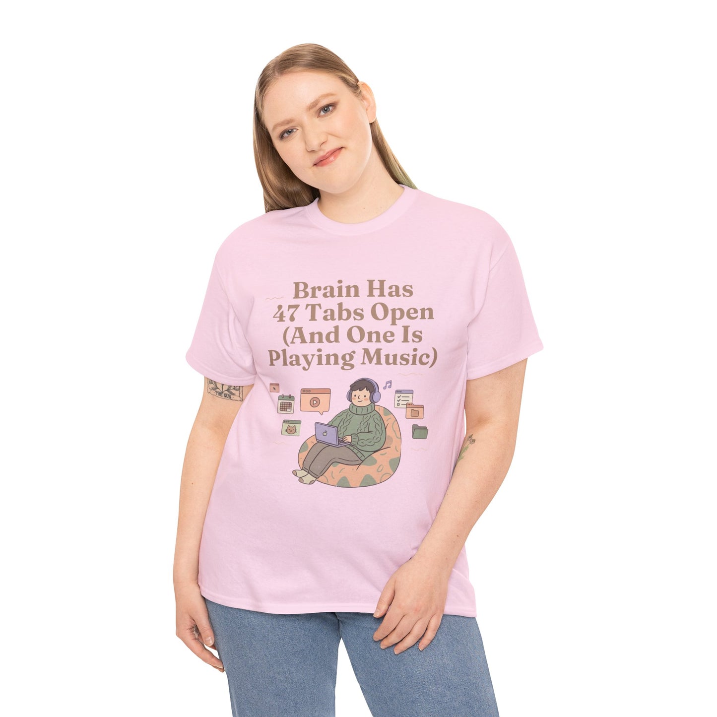 ADHD Lofi Aesthetic: 'Brain Has 47 Tabs Open (And One Is Playing Music)' Graphic Tee