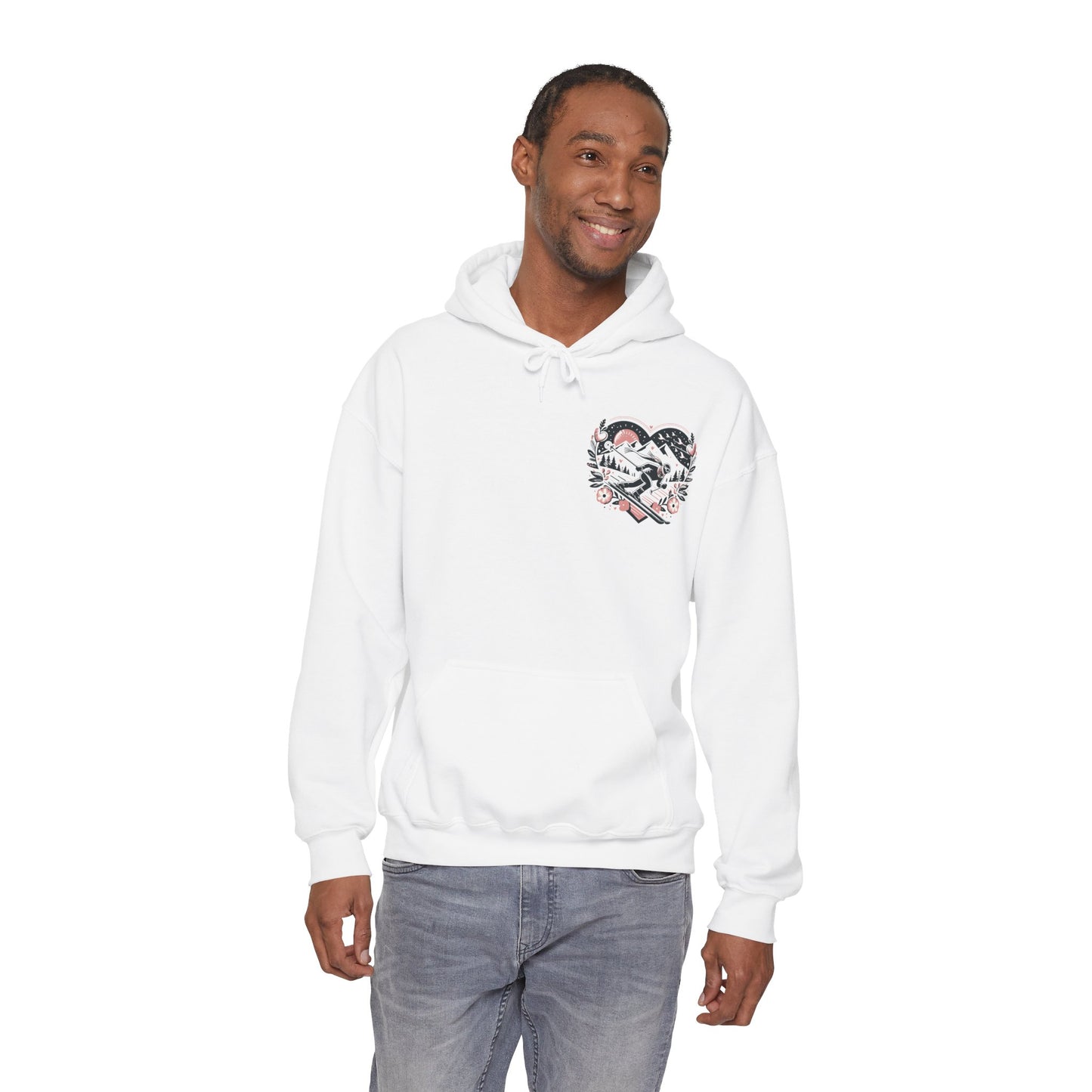Love the Slopes" Skiing Hoodie | Mountain Heart Illustrated Sweatshirt | Après Ski & Winter Sports Gift
