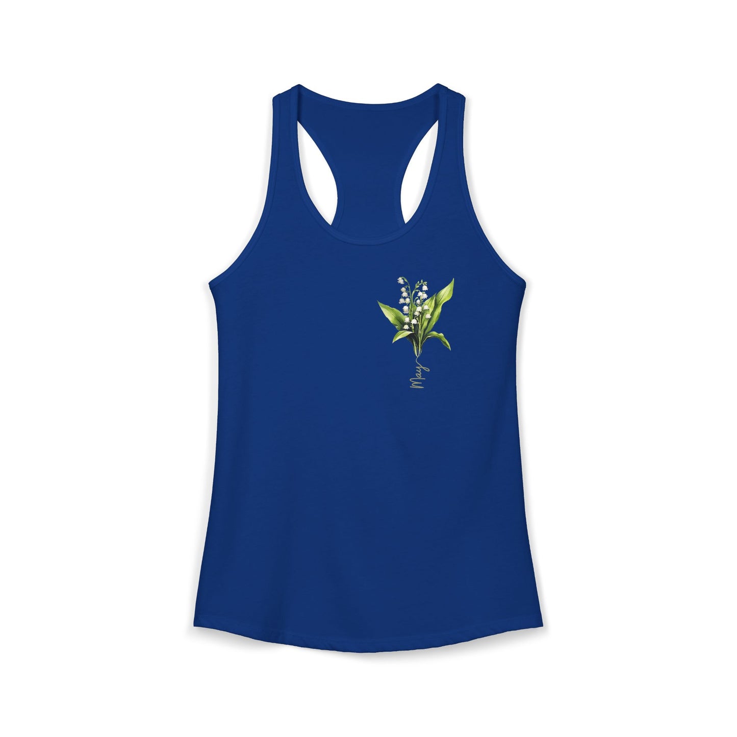 May Blossom Elegance – Lily of the Valley Women’s Racerback Tank Top