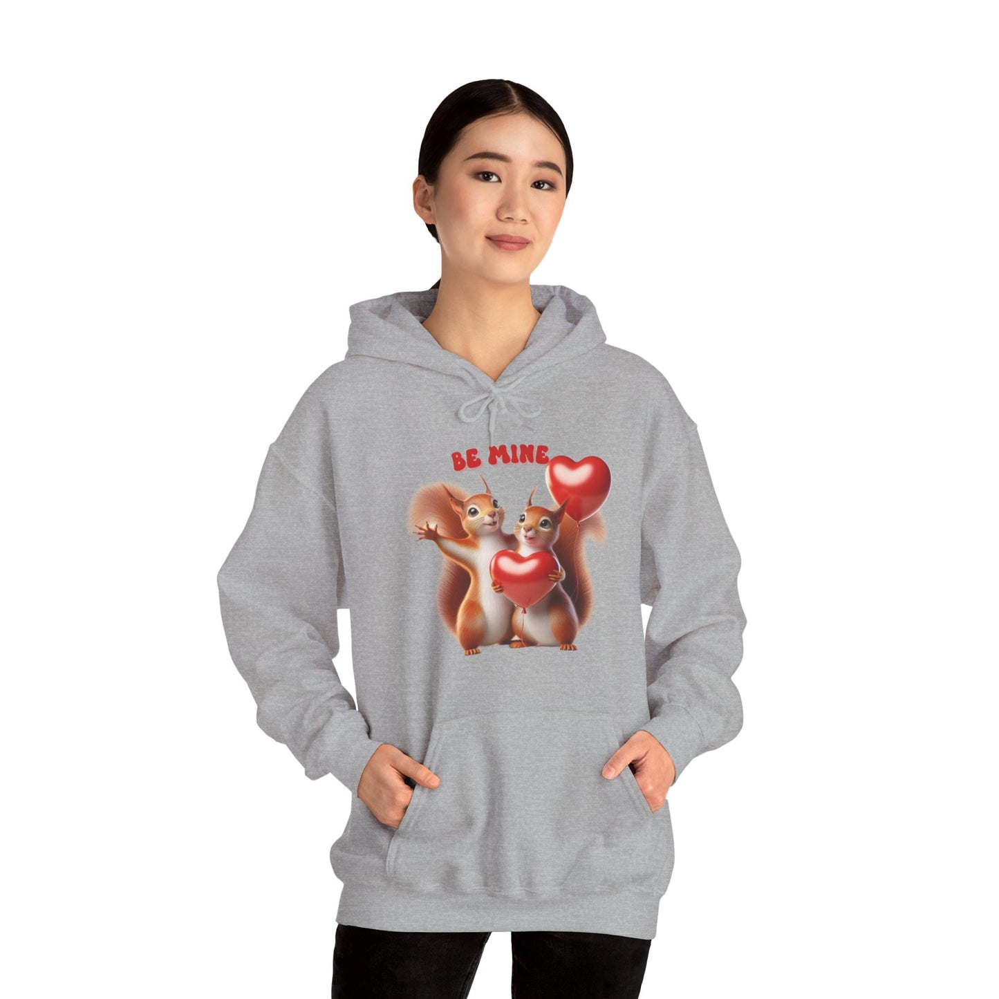 Nutty for You: "Be Mine" Squirrel Couple Love Heart Hoodie