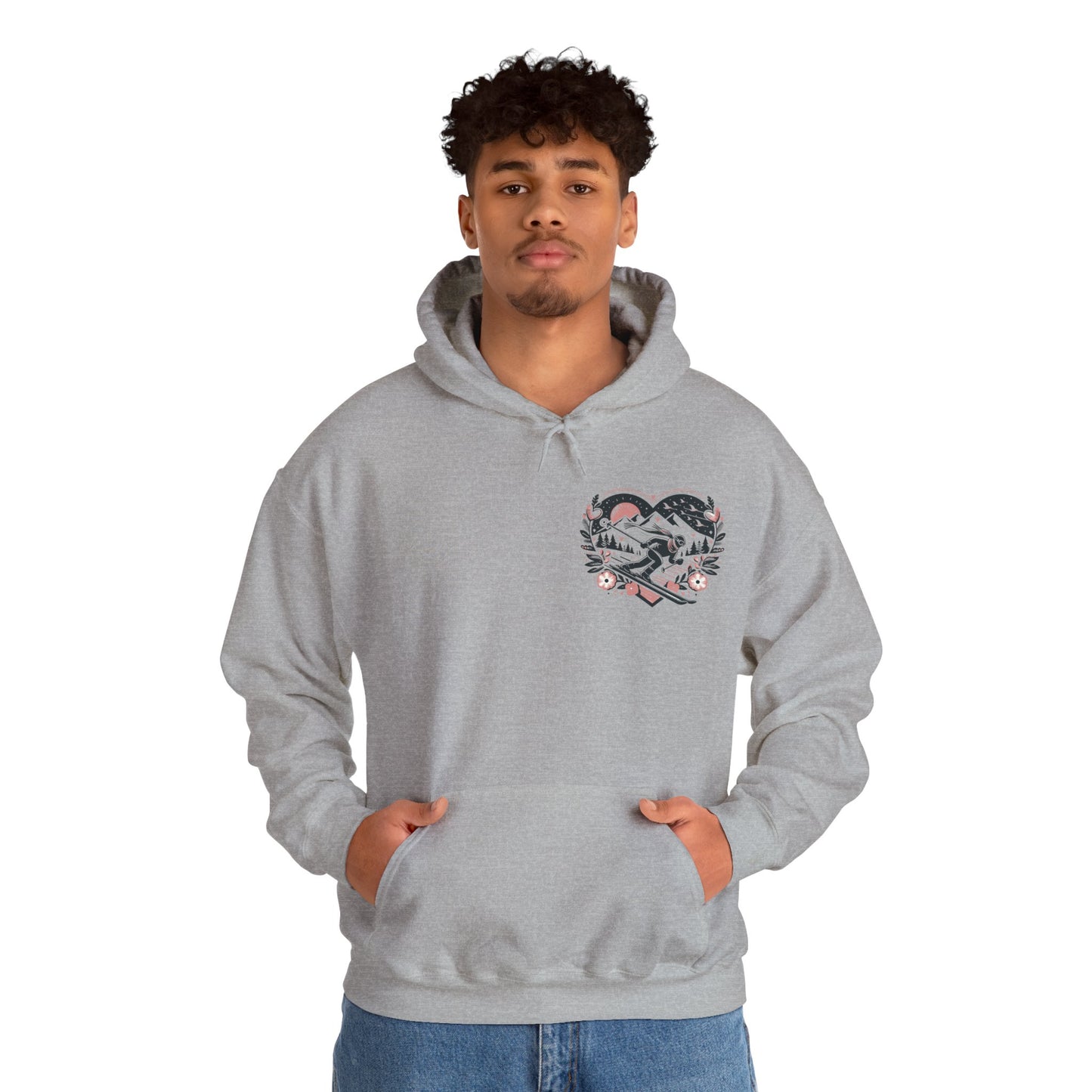 Love the Slopes" Skiing Hoodie | Mountain Heart Illustrated Sweatshirt | Après Ski & Winter Sports Gift