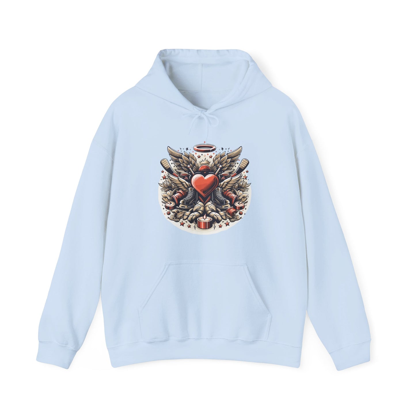 Hockey Heart & Angel Wings Hoodie | Edgy "Love the Game" Sweatshirt | Unique Sports Valentine's Gift