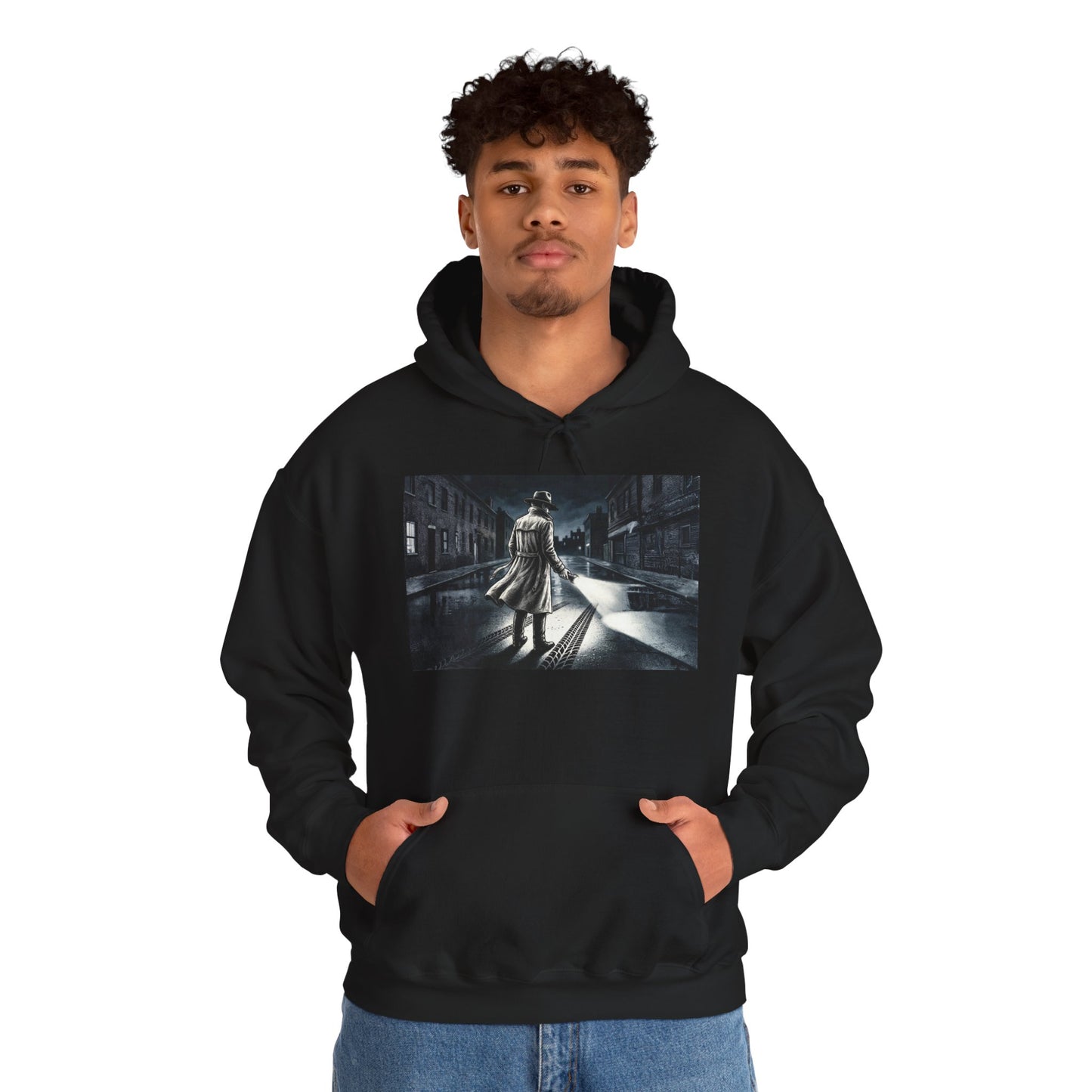 Shadow Streets Noir Detective Hoodie | Vintage Mystery Trench Coat