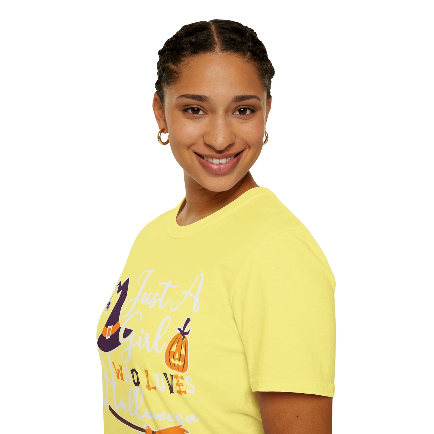 Just A Girl Who Loves Halloween - Witch & Pumpkin Unisex Softstyle T-Shirt