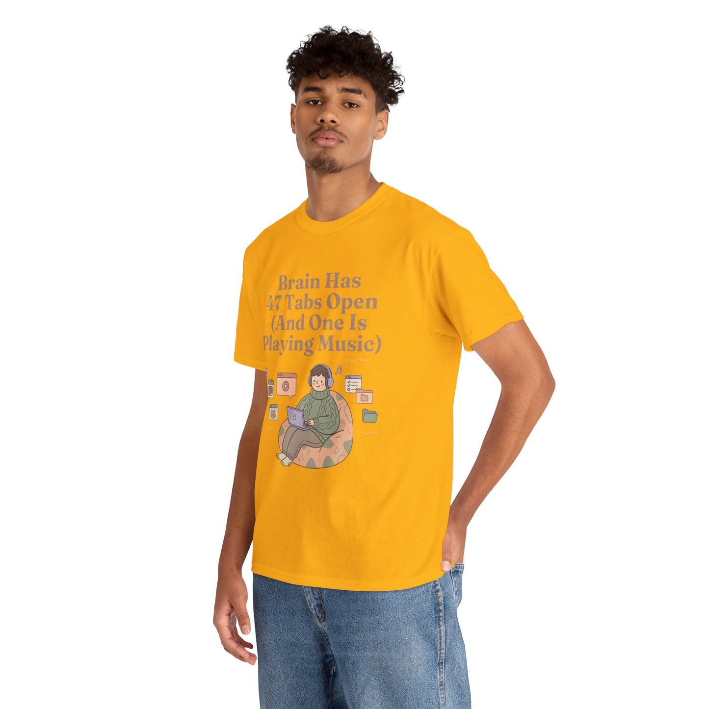 ADHD Lofi Aesthetic: 'Brain Has 47 Tabs Open (And One Is Playing Music)' Graphic Tee