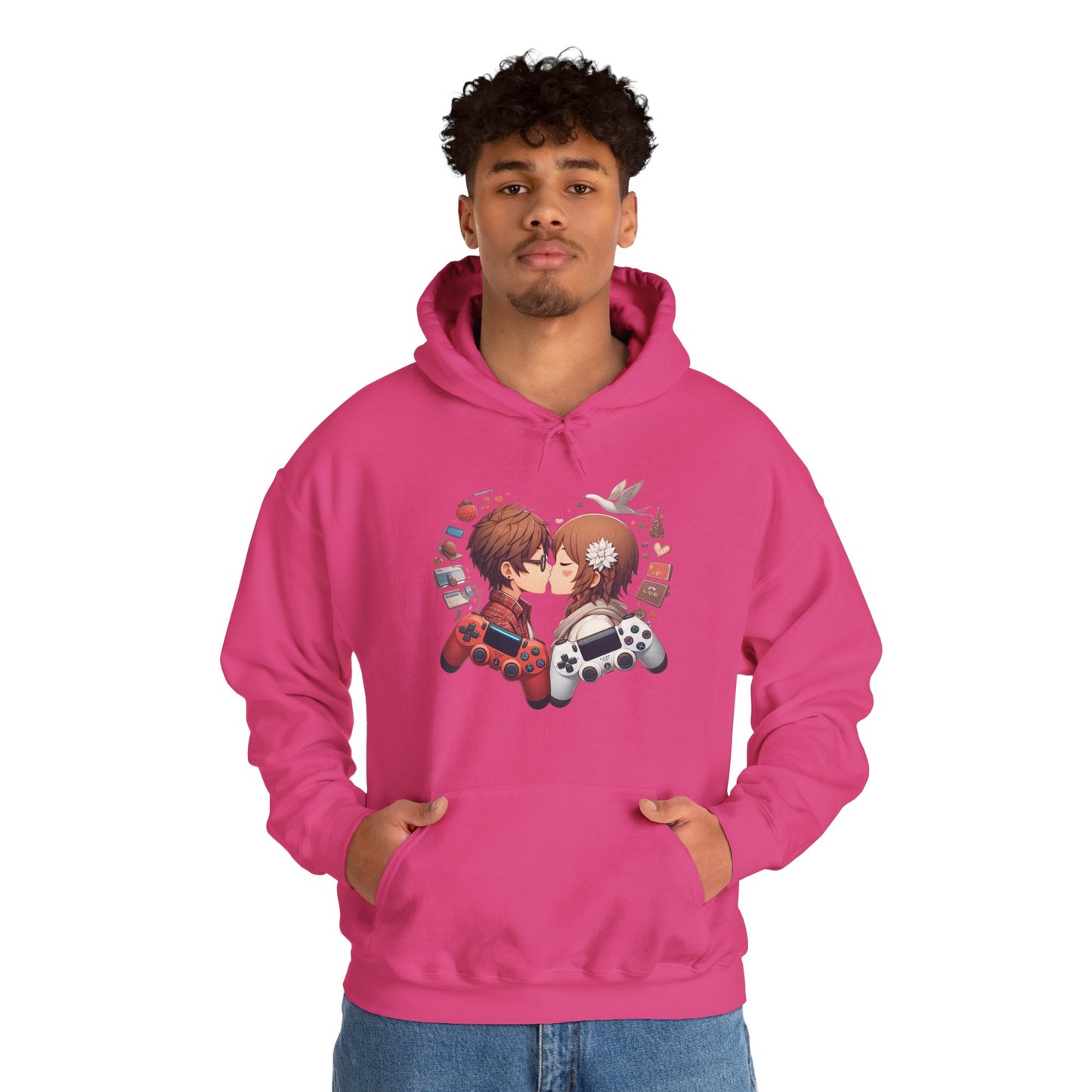 Retro Cyberpunk Gaming Couple Hoodie | Kawaii Valentine's Day Gamer Gift