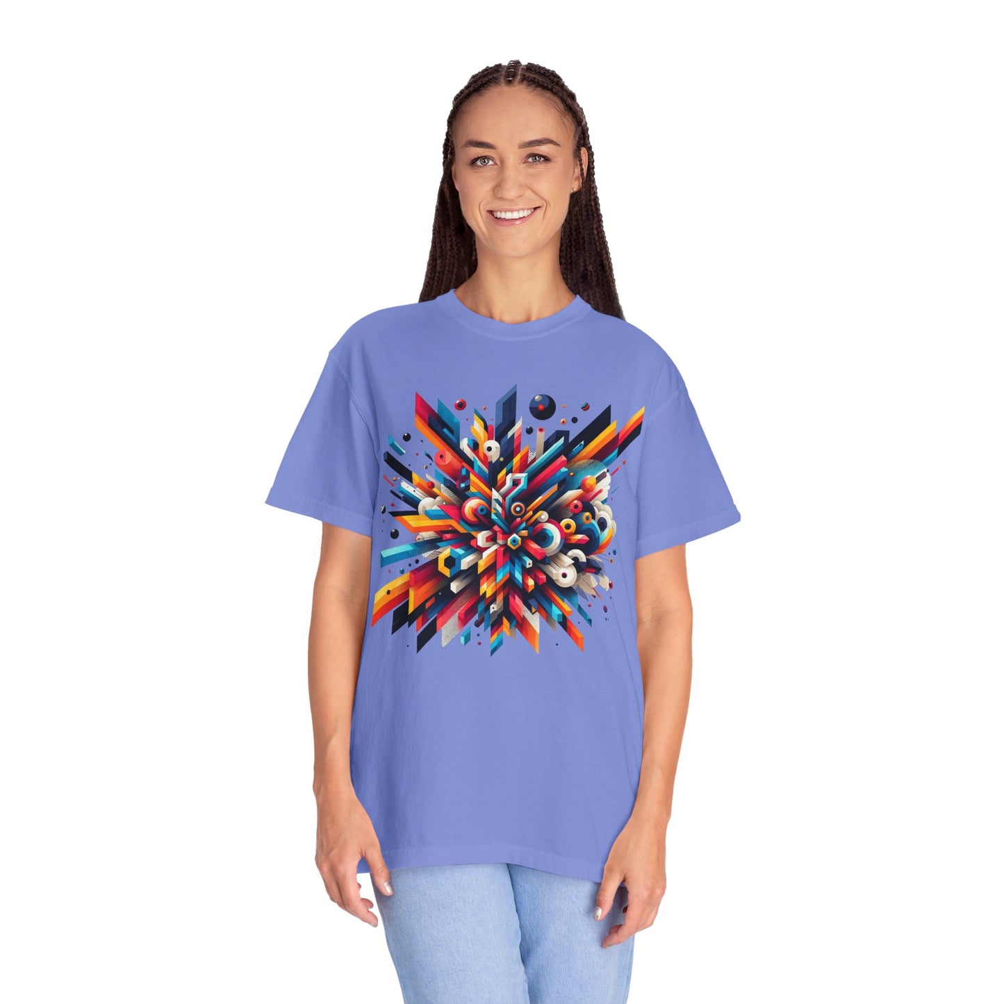 Abstract Art Energy Shirt | Comfort Colors 1717 | Vibrant Geometric Explosion Tee | Soft Washed Garment Dyed Cotton | Artistic Streetwear