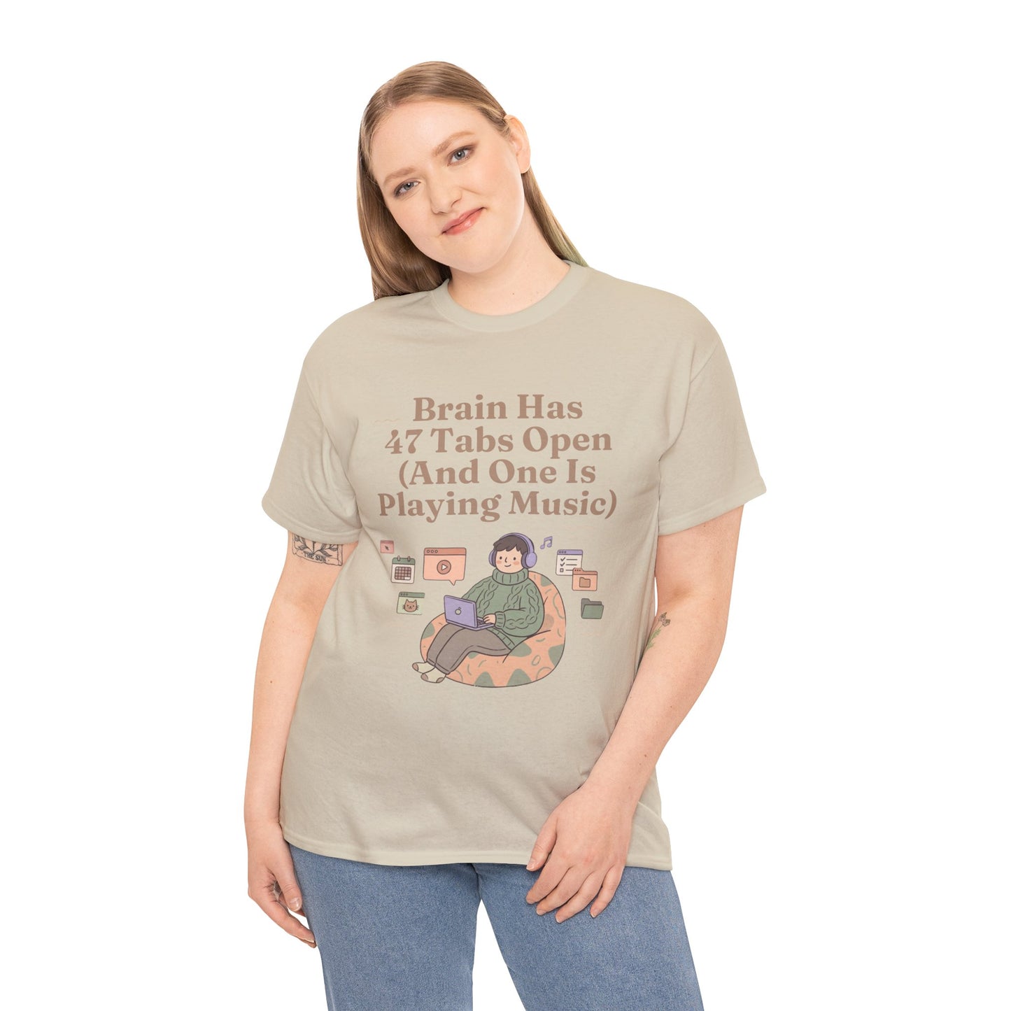 ADHD Lofi Aesthetic: 'Brain Has 47 Tabs Open (And One Is Playing Music)' Graphic Tee