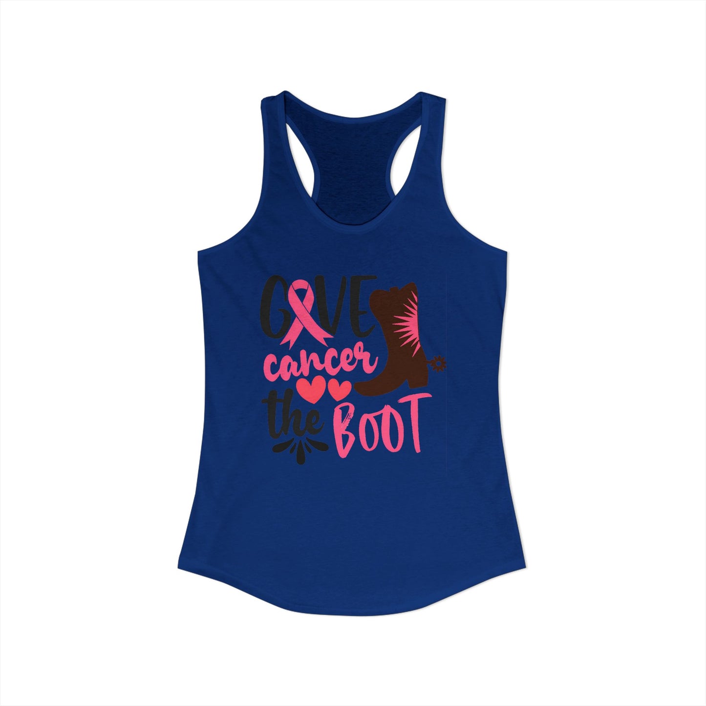 Give Cancer the Boot – Pink Ribbon Cowgirl Racerback Tank for Strong Western Warriors