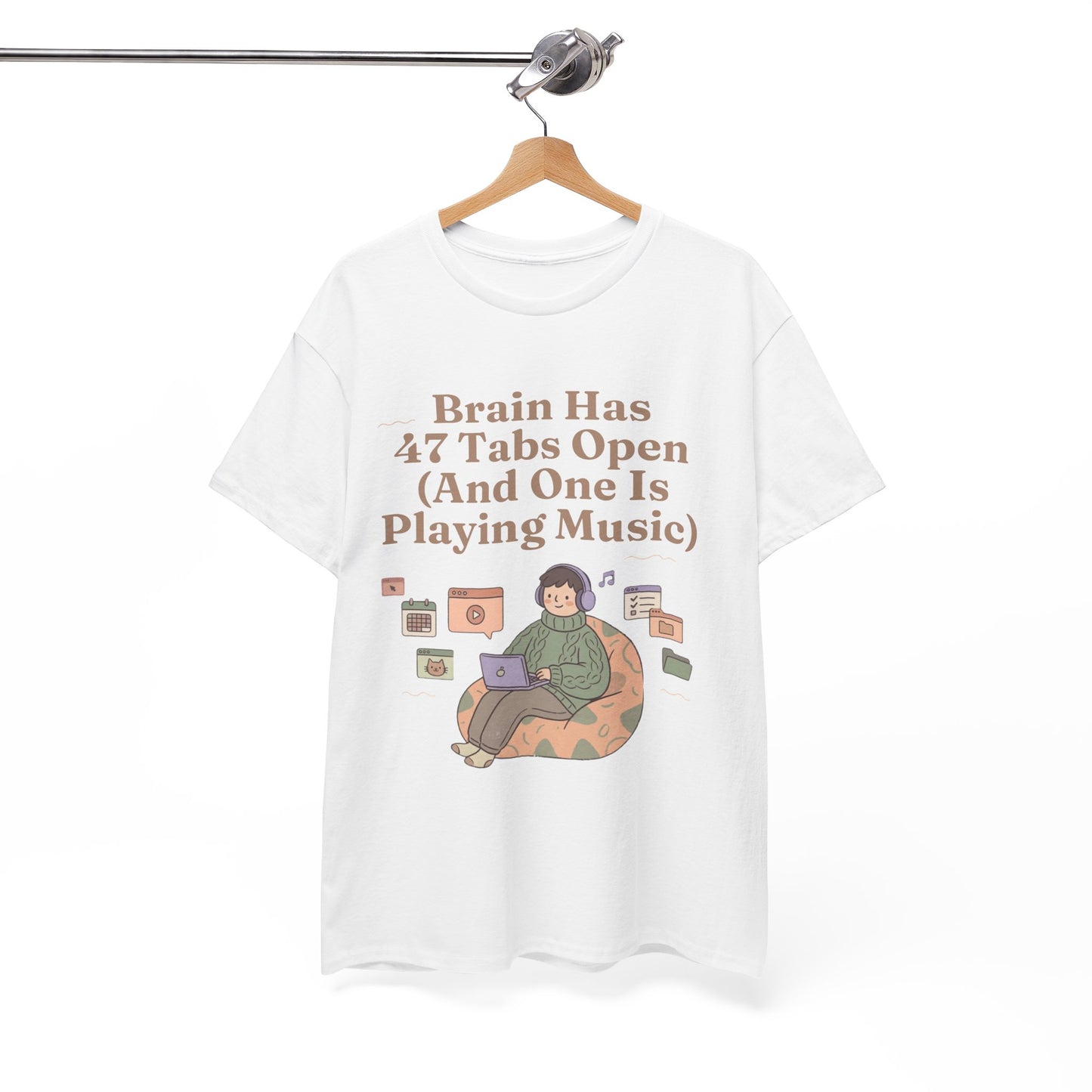 ADHD Lofi Aesthetic: 'Brain Has 47 Tabs Open (And One Is Playing Music)' Graphic Tee