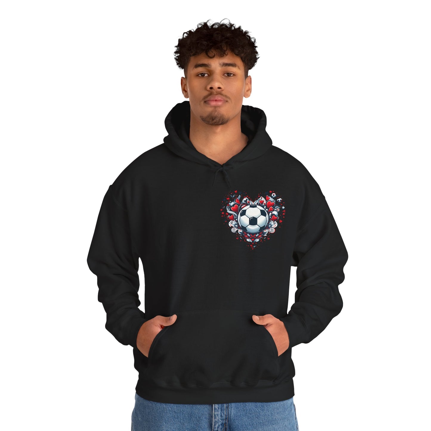 Love the Game Soccer Heart Hoodie | Minimalist Left-Chest Print | Soccer Mom & Fan Gift