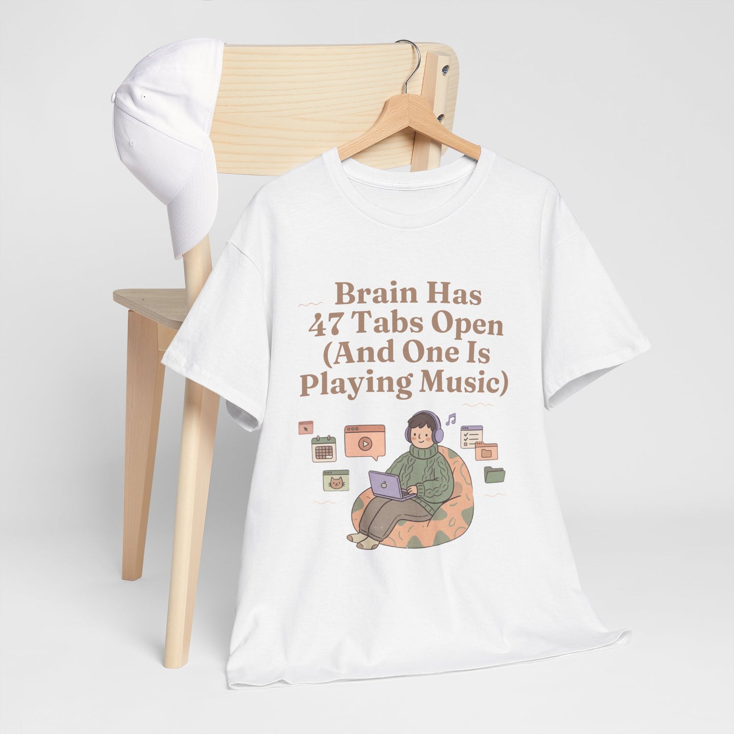 ADHD Lofi Aesthetic: 'Brain Has 47 Tabs Open (And One Is Playing Music)' Graphic Tee