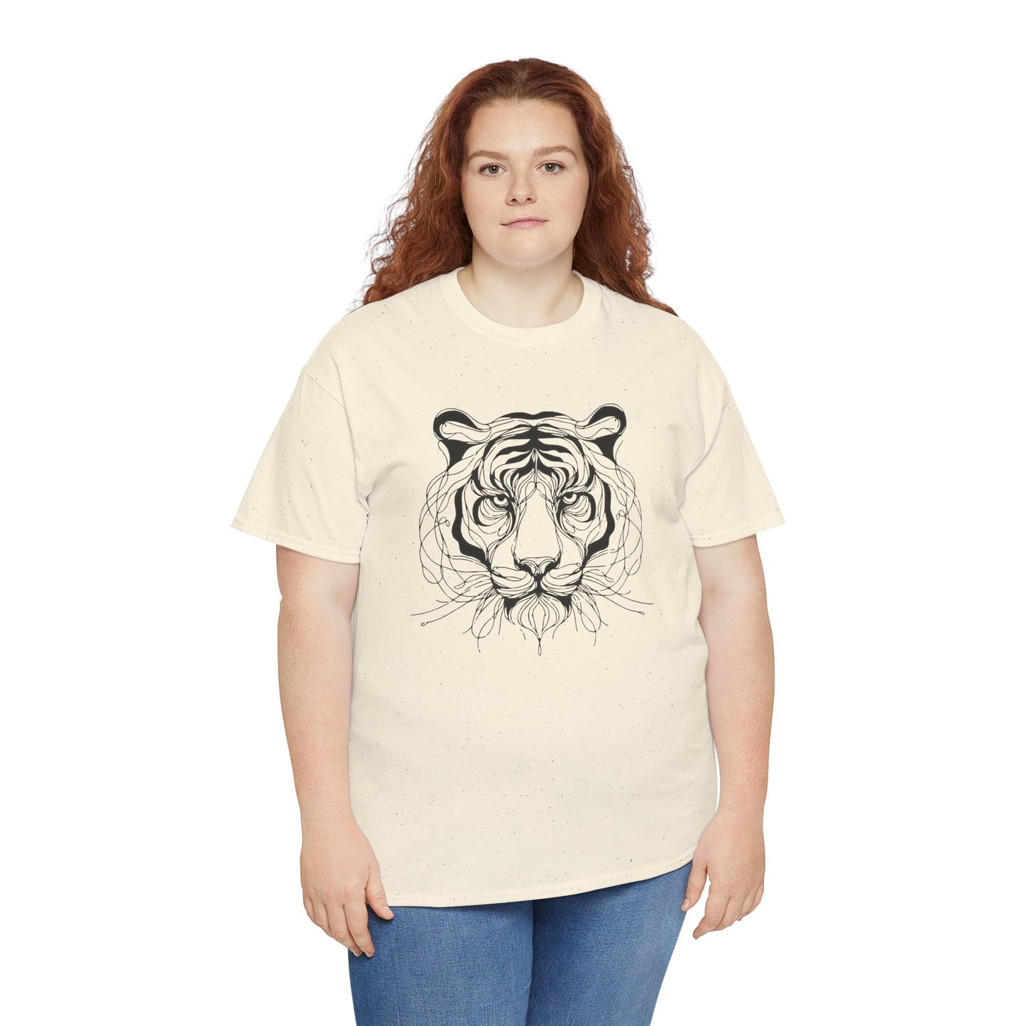 Tiger Line Art Shirt | Wild Animal Sketch Tee | Minimalist Big Cat Face Top | Heavy Cotton 100% Cotton Gift | Unisex Graphic T-Shirt