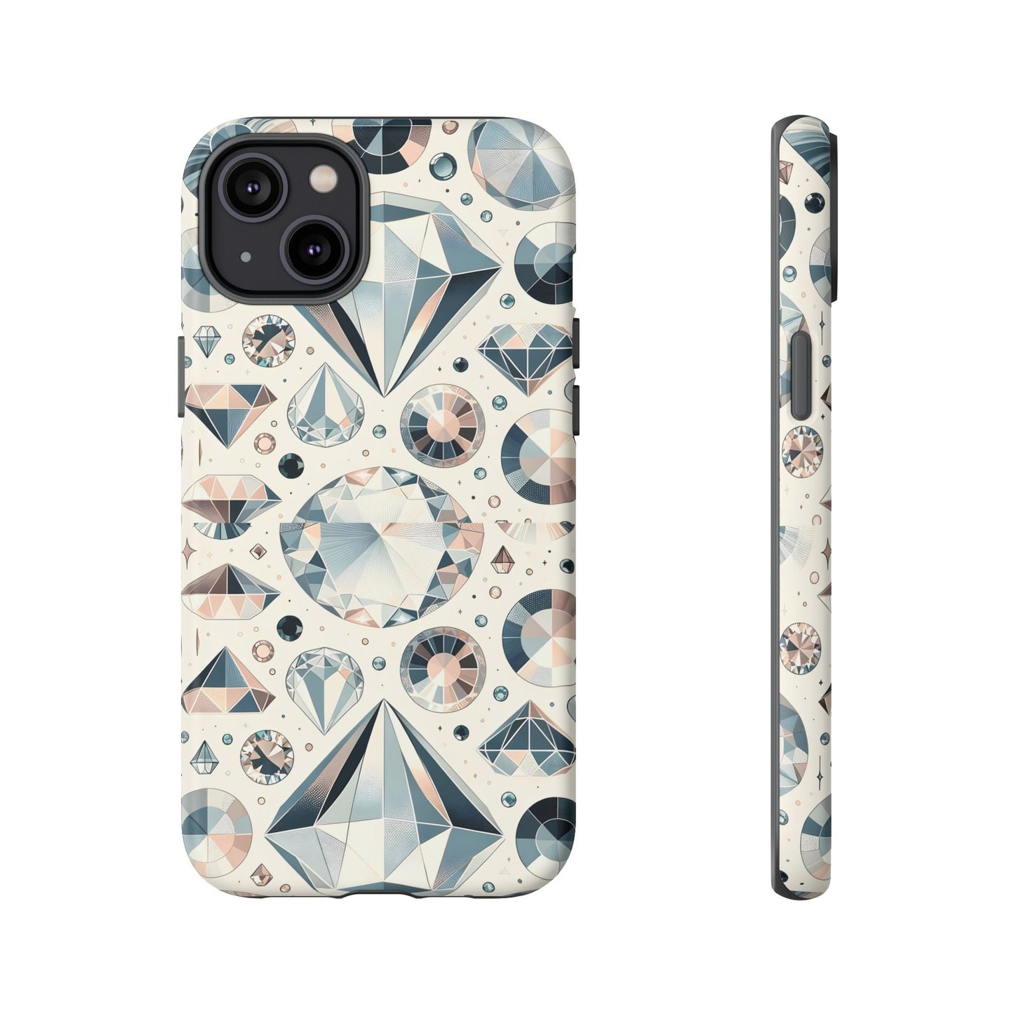 Diamond Pattern iPhone Case | Dual Layer Tough Cover | Luxury Gemstone Print | Glossy or Matte Finish | Shockproof Polycarbonate & TPU Shell