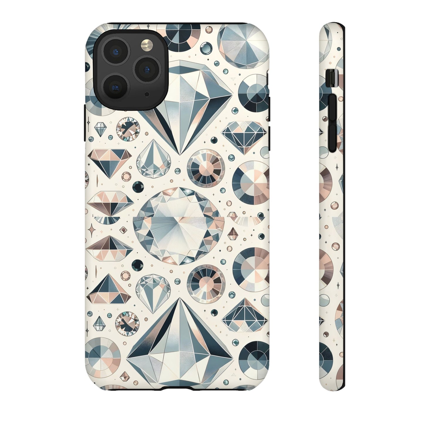 Diamond Pattern iPhone Case | Dual Layer Tough Cover | Luxury Gemstone Print | Glossy or Matte Finish | Shockproof Polycarbonate & TPU Shell