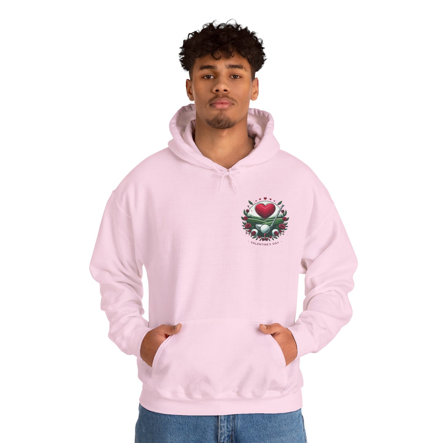 Viral Valentines Golf Heart Hoodie - Cute Roses & Golf Ball Graphic Unisex Sweatshirt - Unique Romantic Golfer Gift