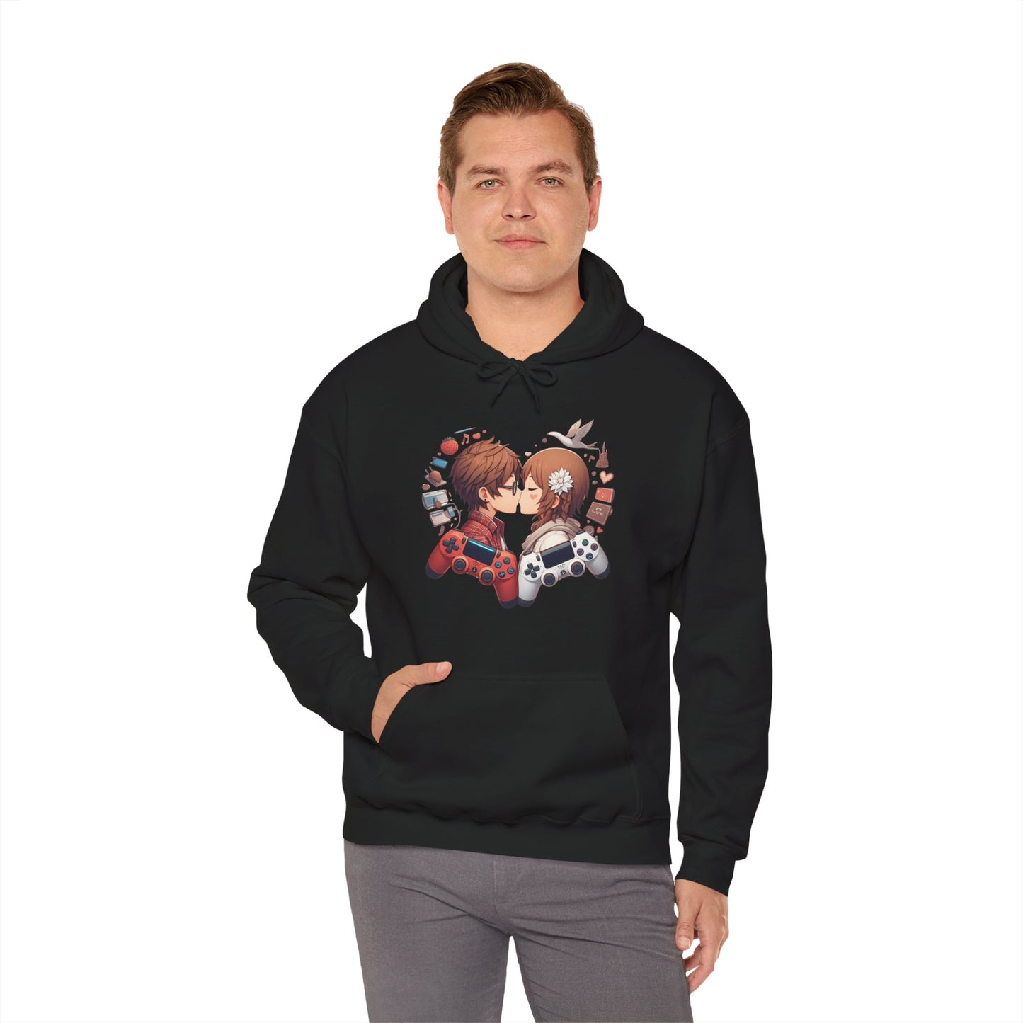 Retro Cyberpunk Gaming Couple Hoodie | Kawaii Valentine's Day Gamer Gift