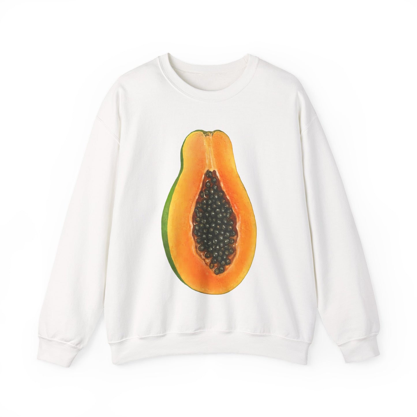 Papaya Slice Crewneck Sweatshirt | Aesthetic Tropical Fruit Pullover | Funny Lazy Halloween Costume & Foodie Gift