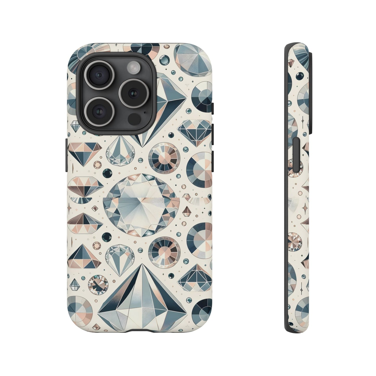 Diamond Pattern iPhone Case | Dual Layer Tough Cover | Luxury Gemstone Print | Glossy or Matte Finish | Shockproof Polycarbonate & TPU Shell