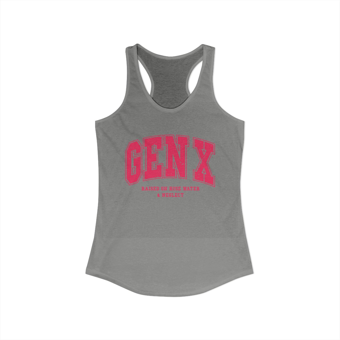 Gen X Varsity Tank – Raised on Hose Water & Neglect Retro Pink Lettering