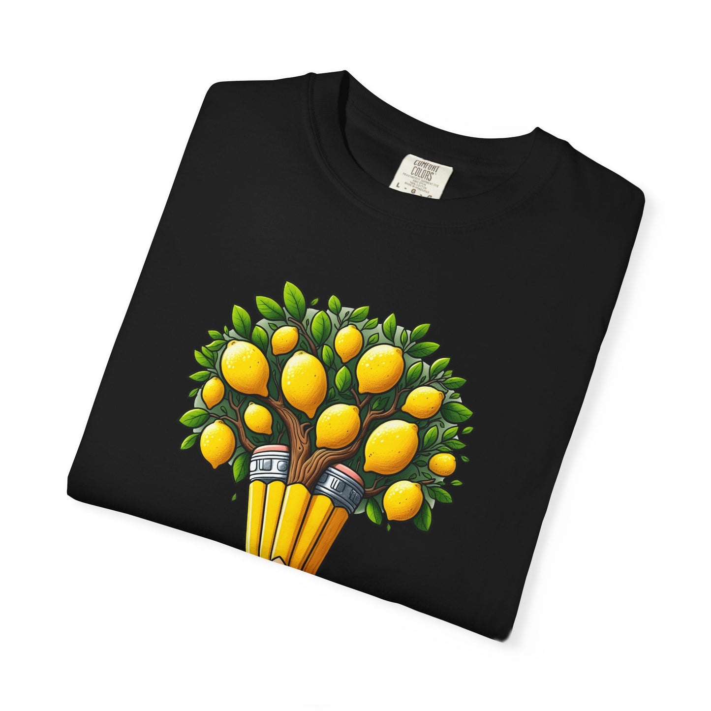 Artistic Lemon Pencil Tree T-Shirt - Unique Art & Nature Celebrating Growth and Imagination