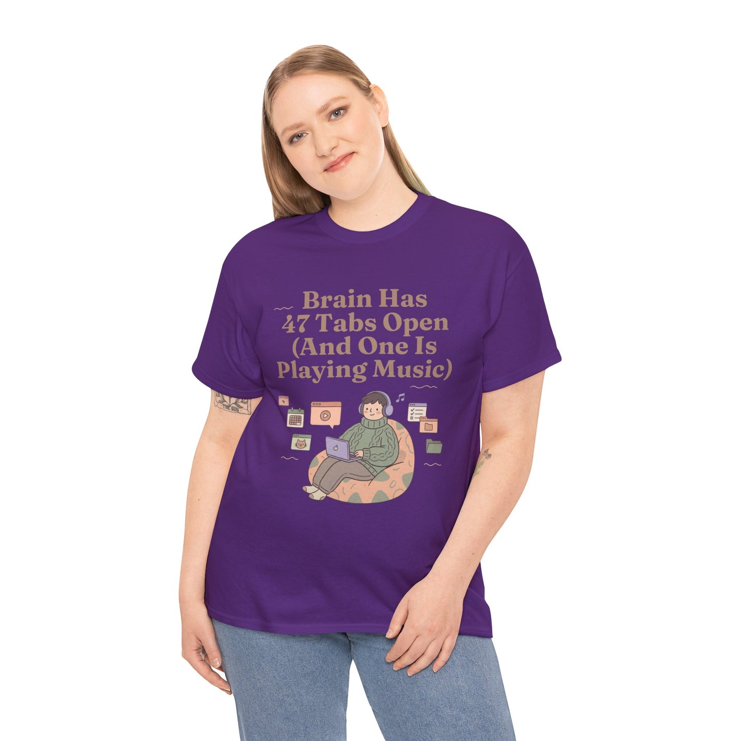 ADHD Lofi Aesthetic: 'Brain Has 47 Tabs Open (And One Is Playing Music)' Graphic Tee