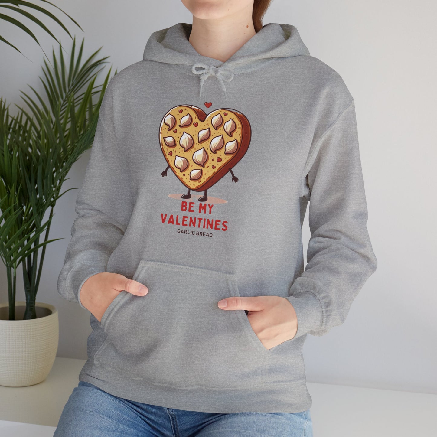 Garlic Bread Heart Hoodie Be My Valentines Unisex Sweatshirt - Funny Foodie Gift