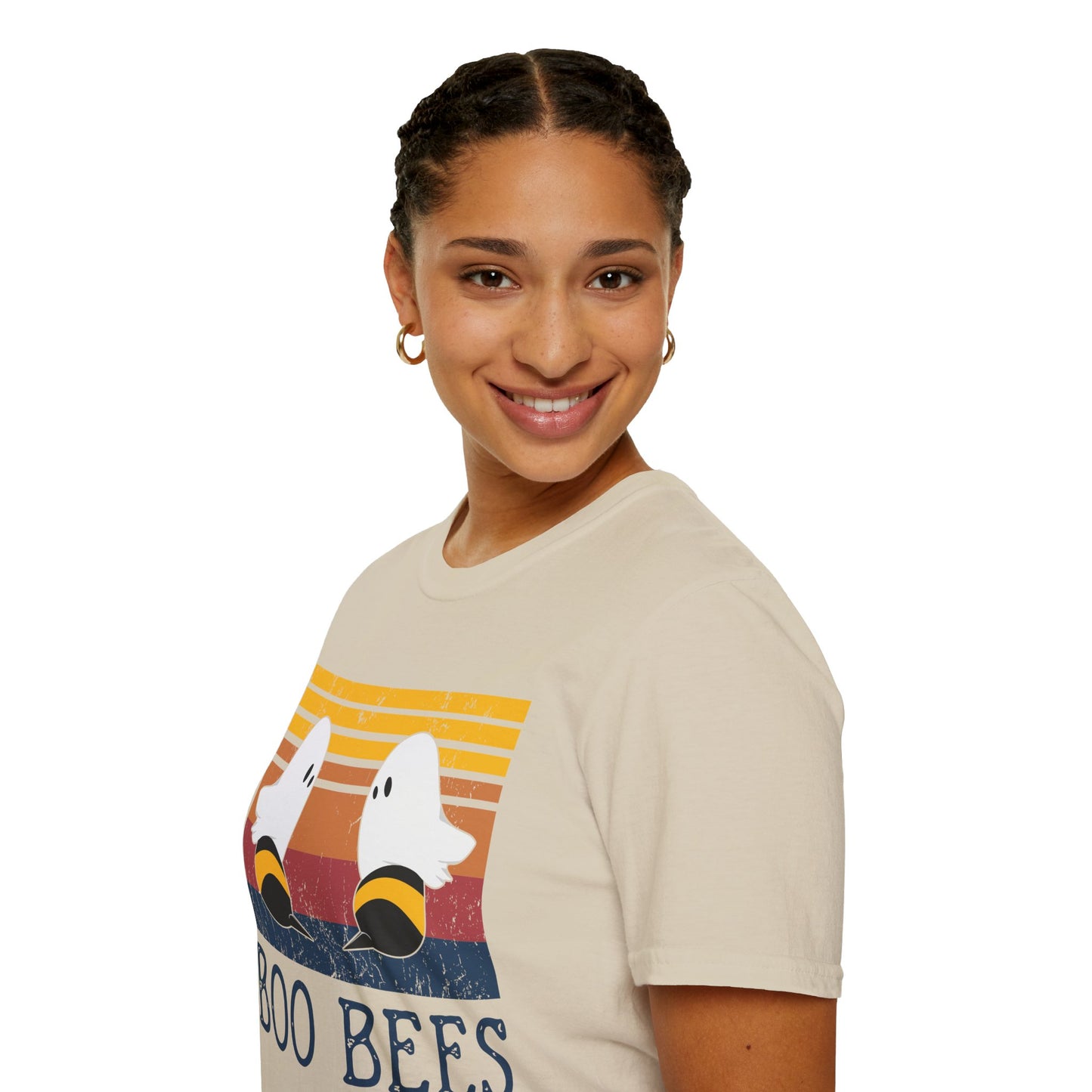 BOO BEES Retro Ghost‑Bee T‑Shirt – Funny Halloween Pun Tee for Spooky Season