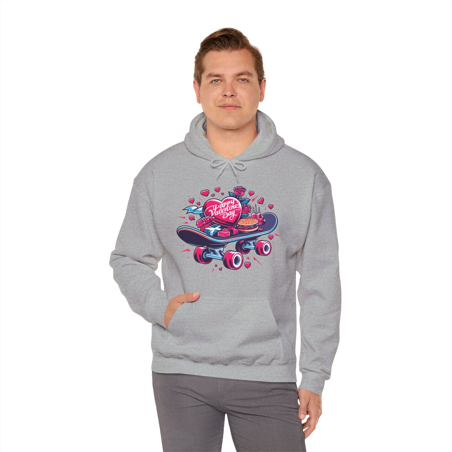 Skateboard Valentine's Hoodie | Edgy "Ride & Love" Graphic Sweatshirt | Funny Skater Gift