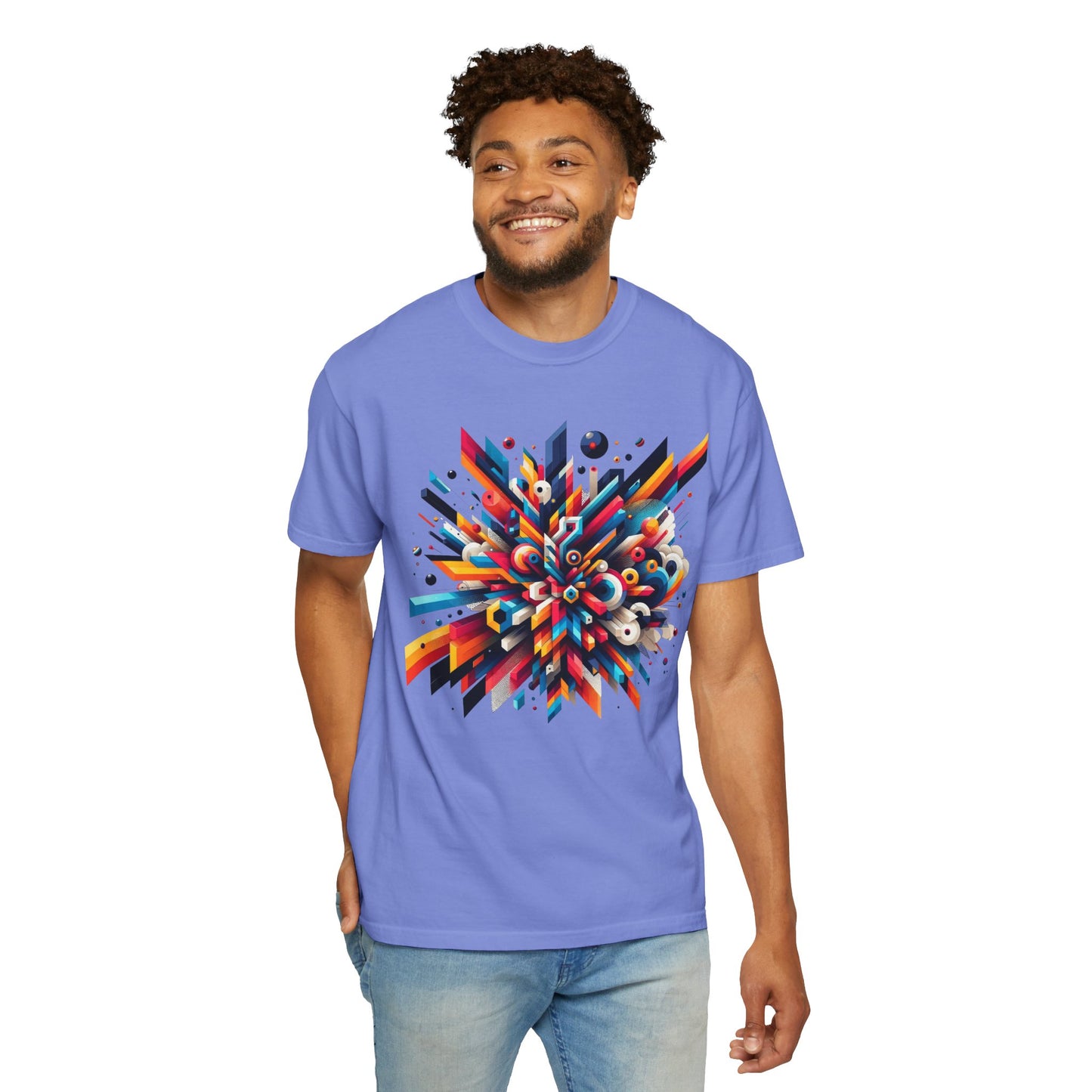 Abstract Art Energy Shirt | Comfort Colors 1717 | Vibrant Geometric Explosion Tee | Soft Washed Garment Dyed Cotton | Artistic Streetwear