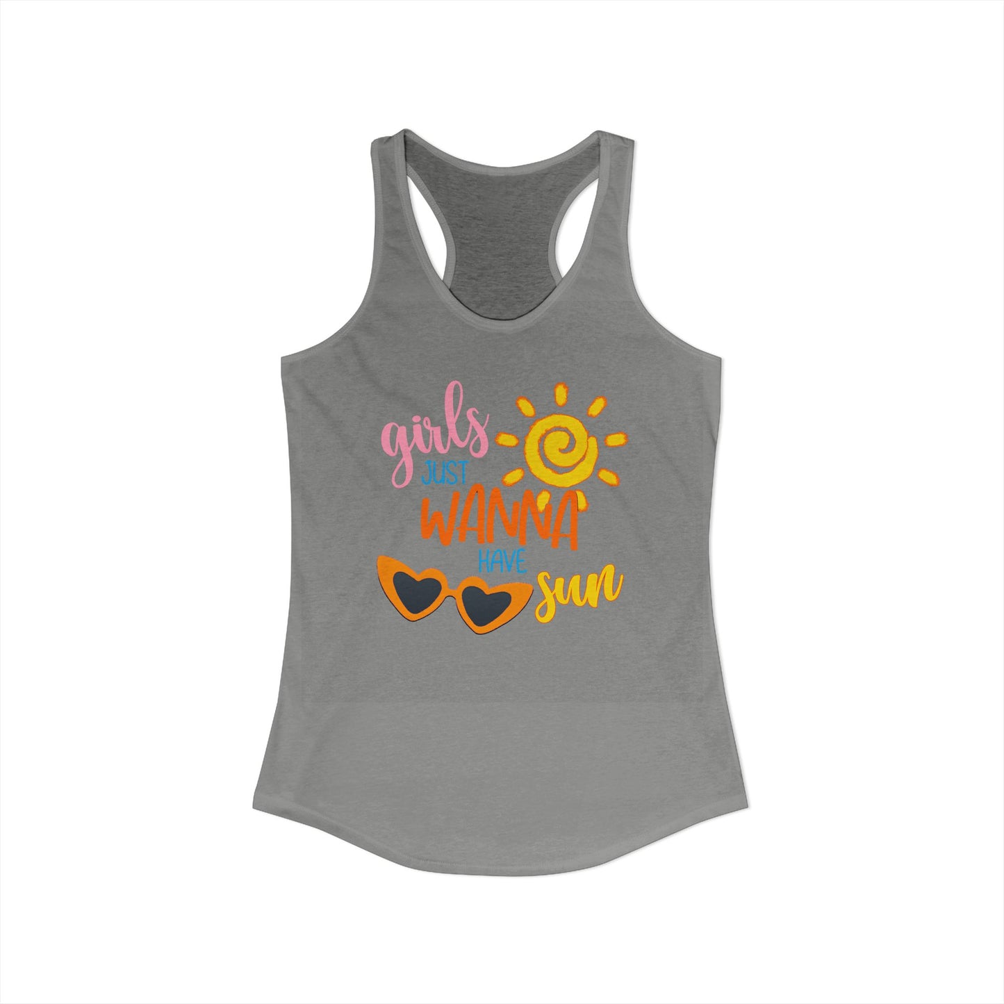 Girls Just Wanna Have Sun – Retro Summer Racerback Tank with Sunshine & Sunglasses