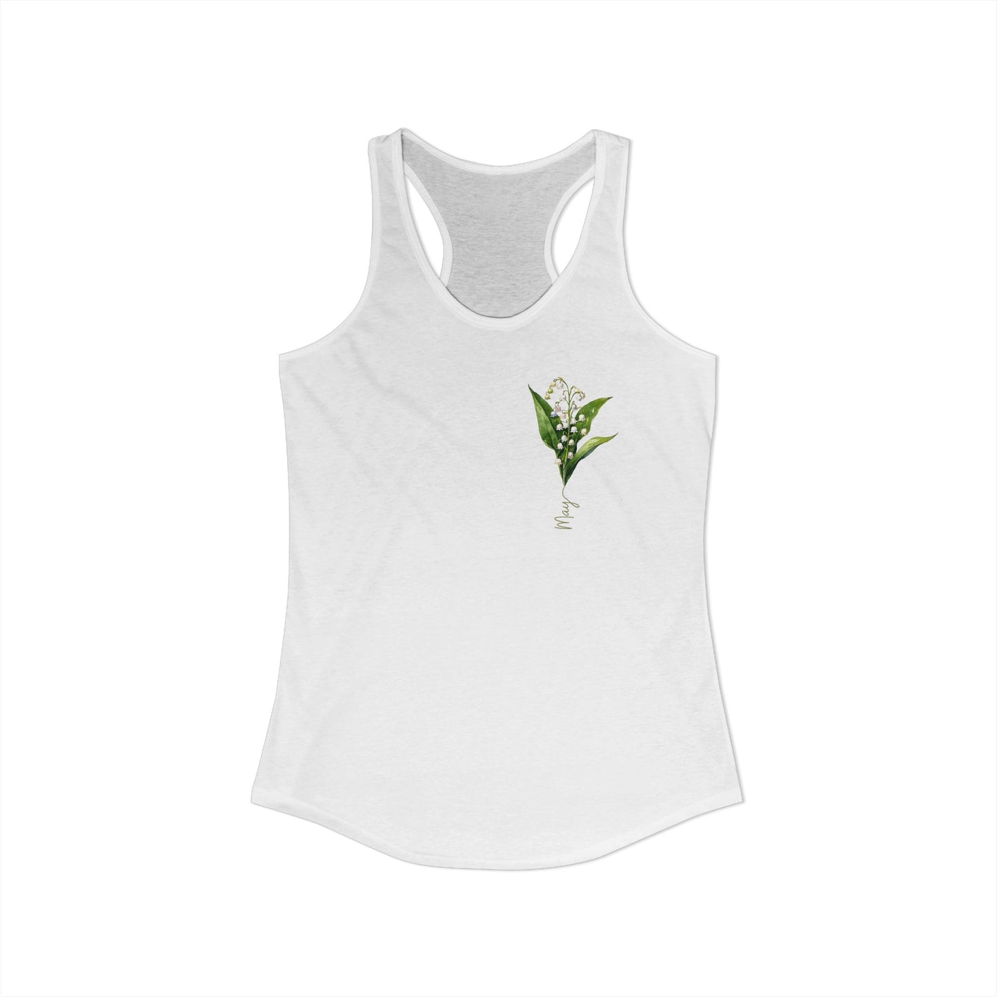 May Birth Flower Elegance – Lily of the Valley Women’s Racerback Tank