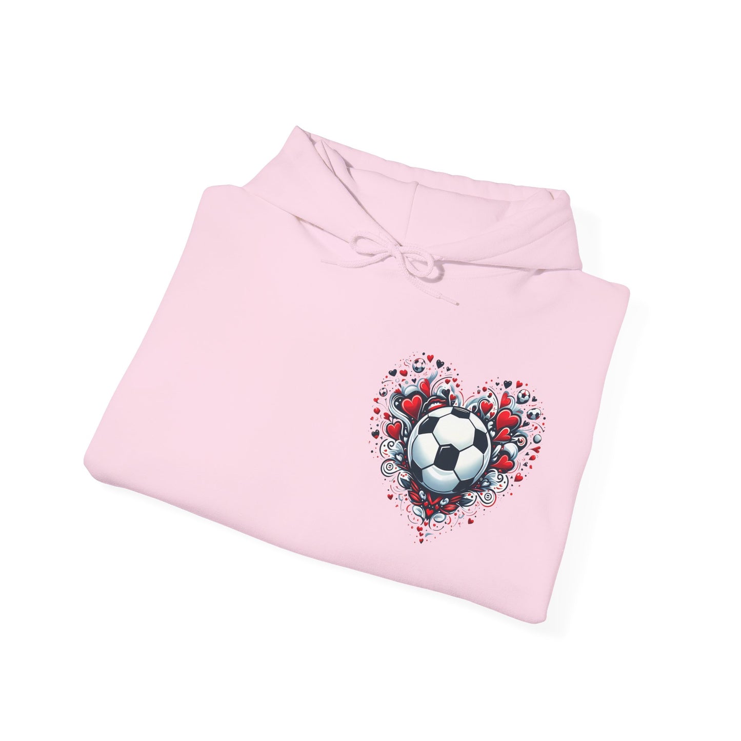 Love the Game Soccer Heart Hoodie | Minimalist Left-Chest Print | Soccer Mom & Fan Gift