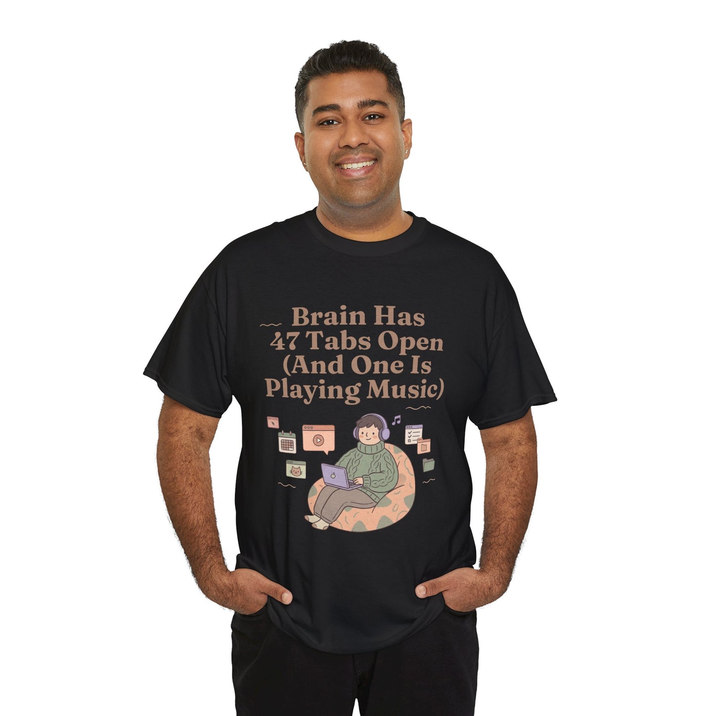 ADHD Lofi Aesthetic: 'Brain Has 47 Tabs Open (And One Is Playing Music)' Graphic Tee