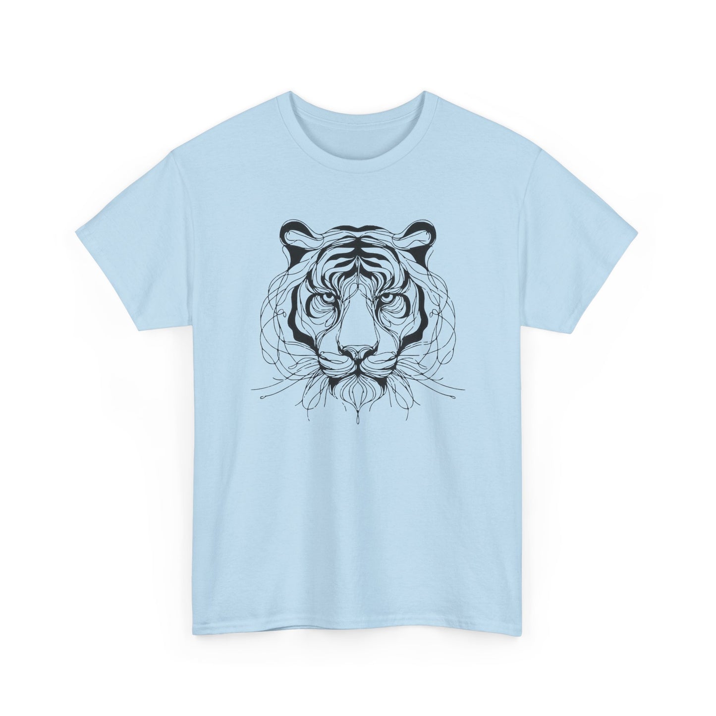Tiger Line Art Shirt | Wild Animal Sketch Tee | Minimalist Big Cat Face Top | Heavy Cotton 100% Cotton Gift | Unisex Graphic T-Shirt