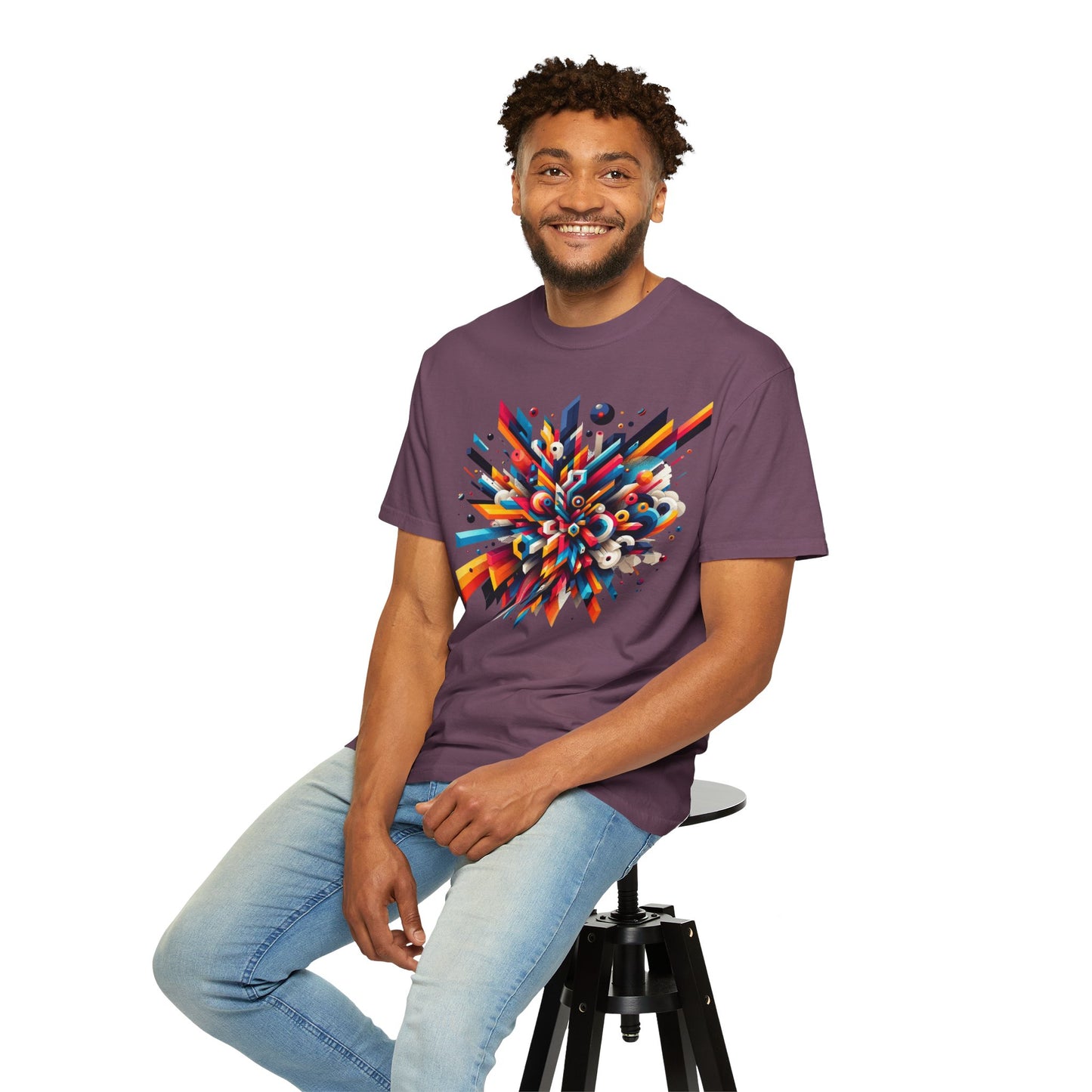 Abstract Art Energy Shirt | Comfort Colors 1717 | Vibrant Geometric Explosion Tee | Soft Washed Garment Dyed Cotton | Artistic Streetwear