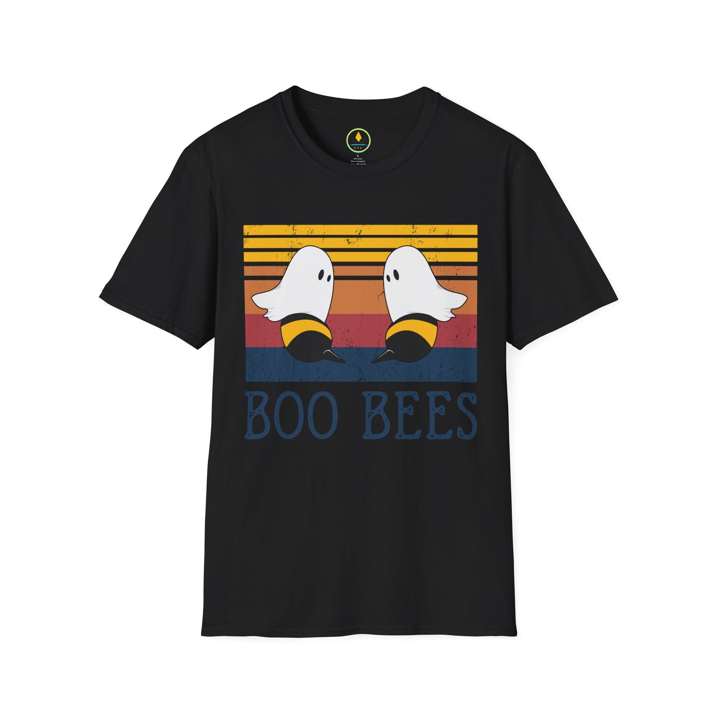 BOO BEES Retro Ghost‑Bee T‑Shirt – Funny Halloween Pun Tee for Spooky Season
