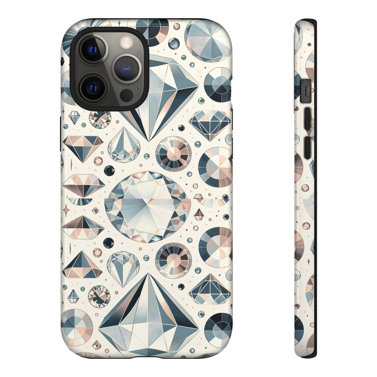 Diamond Pattern iPhone Case | Dual Layer Tough Cover | Luxury Gemstone Print | Glossy or Matte Finish | Shockproof Polycarbonate & TPU Shell
