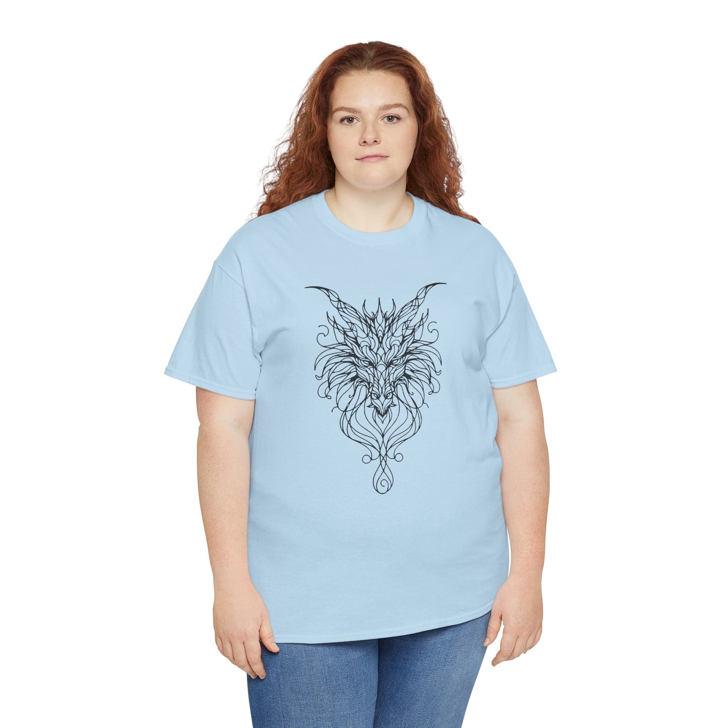 Dragon Line Art Shirt | Mythical Creature Sketch Tee | Minimalist Tattoo Style Top | Intricate Fantasy Art Gift | Unisex White T-Shirt