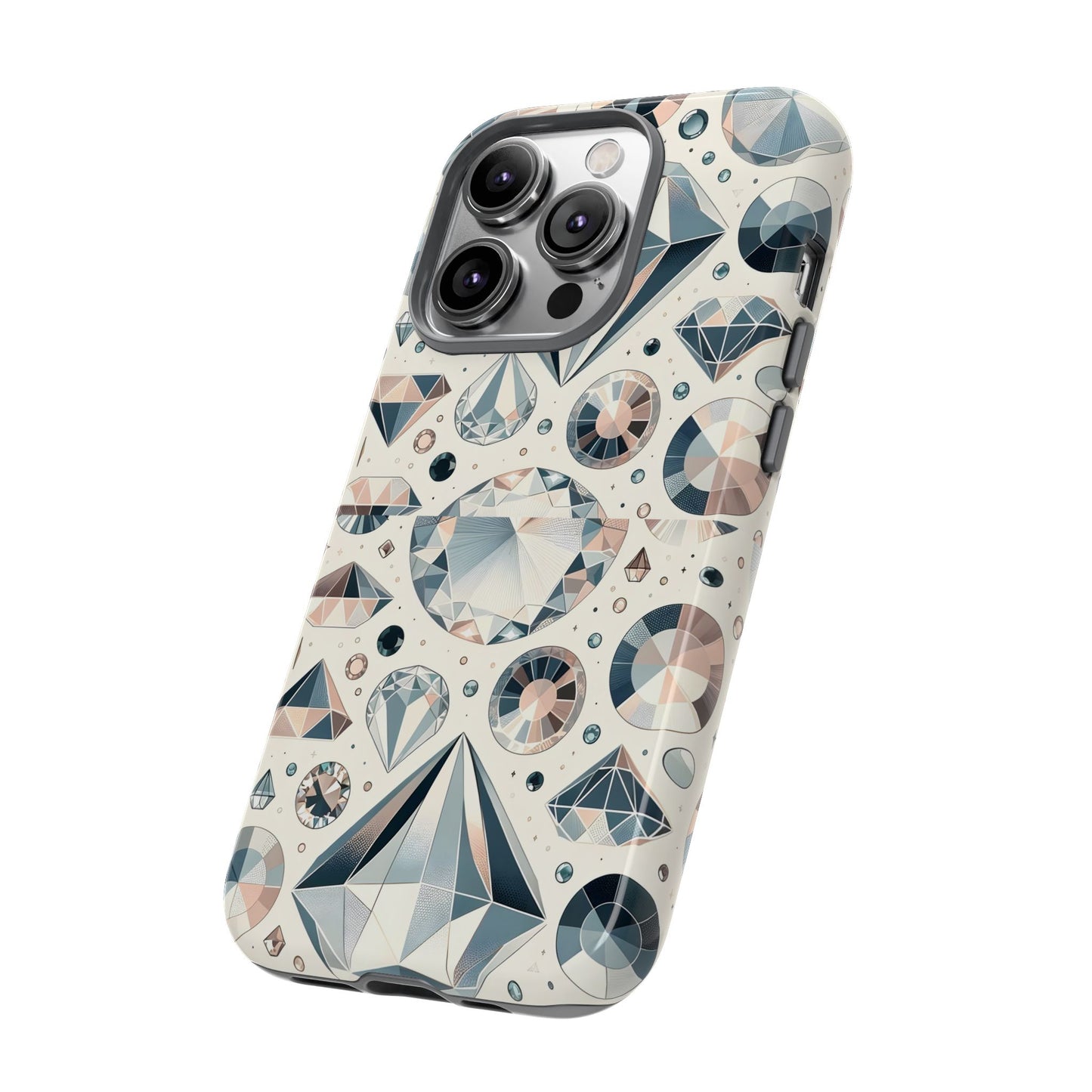 Diamond Pattern iPhone Case | Dual Layer Tough Cover | Luxury Gemstone Print | Glossy or Matte Finish | Shockproof Polycarbonate & TPU Shell