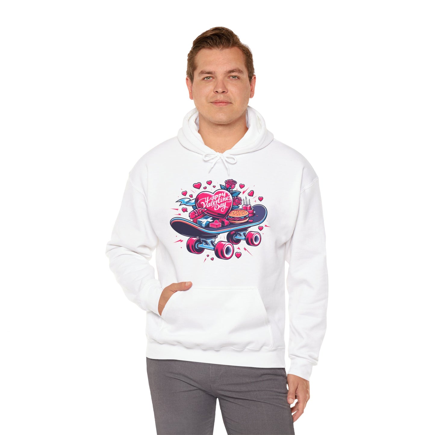 Skateboard Valentine's Hoodie | Edgy "Ride & Love" Graphic Sweatshirt | Funny Skater Gift