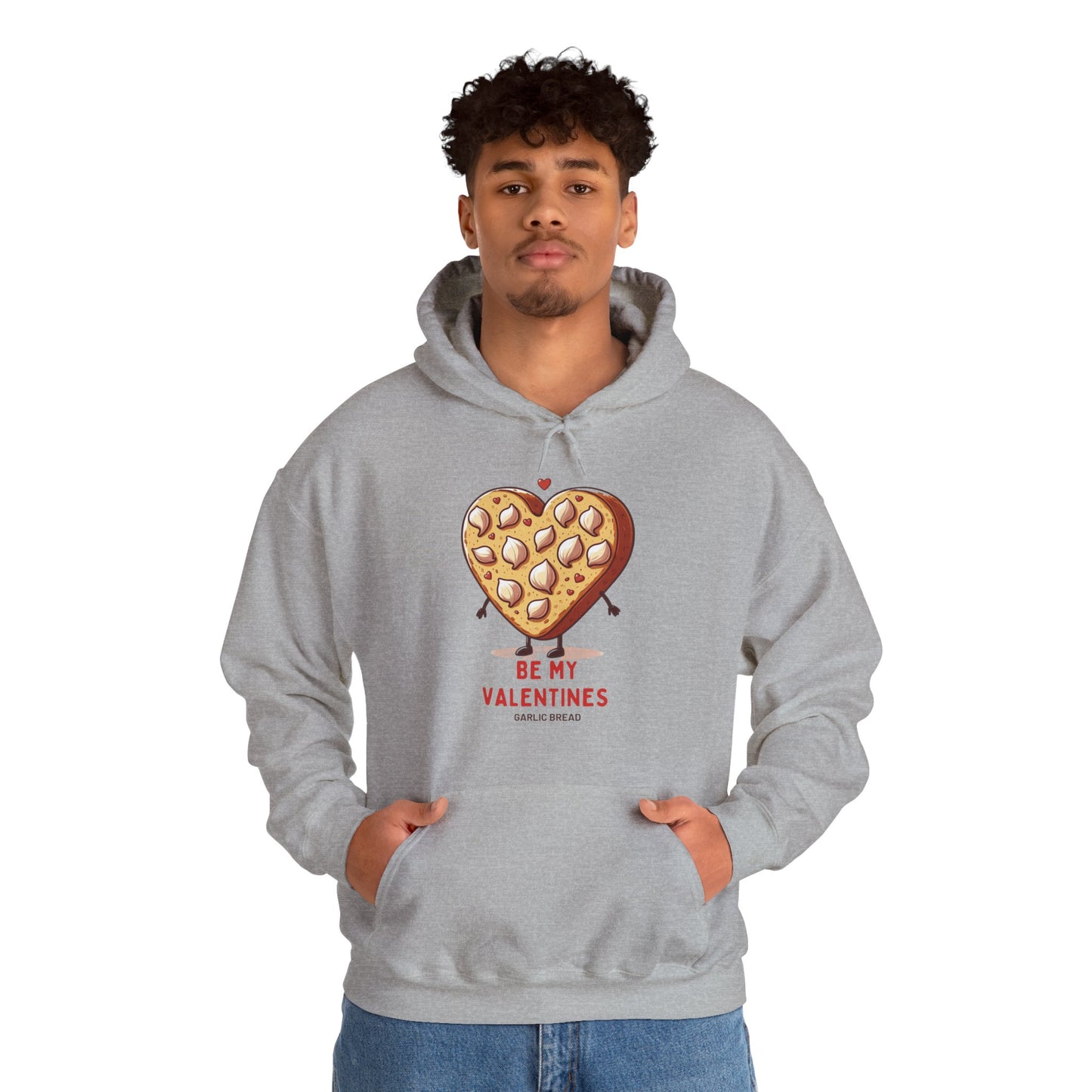 Garlic Bread Heart Hoodie Be My Valentines Unisex Sweatshirt - Funny Foodie Gift