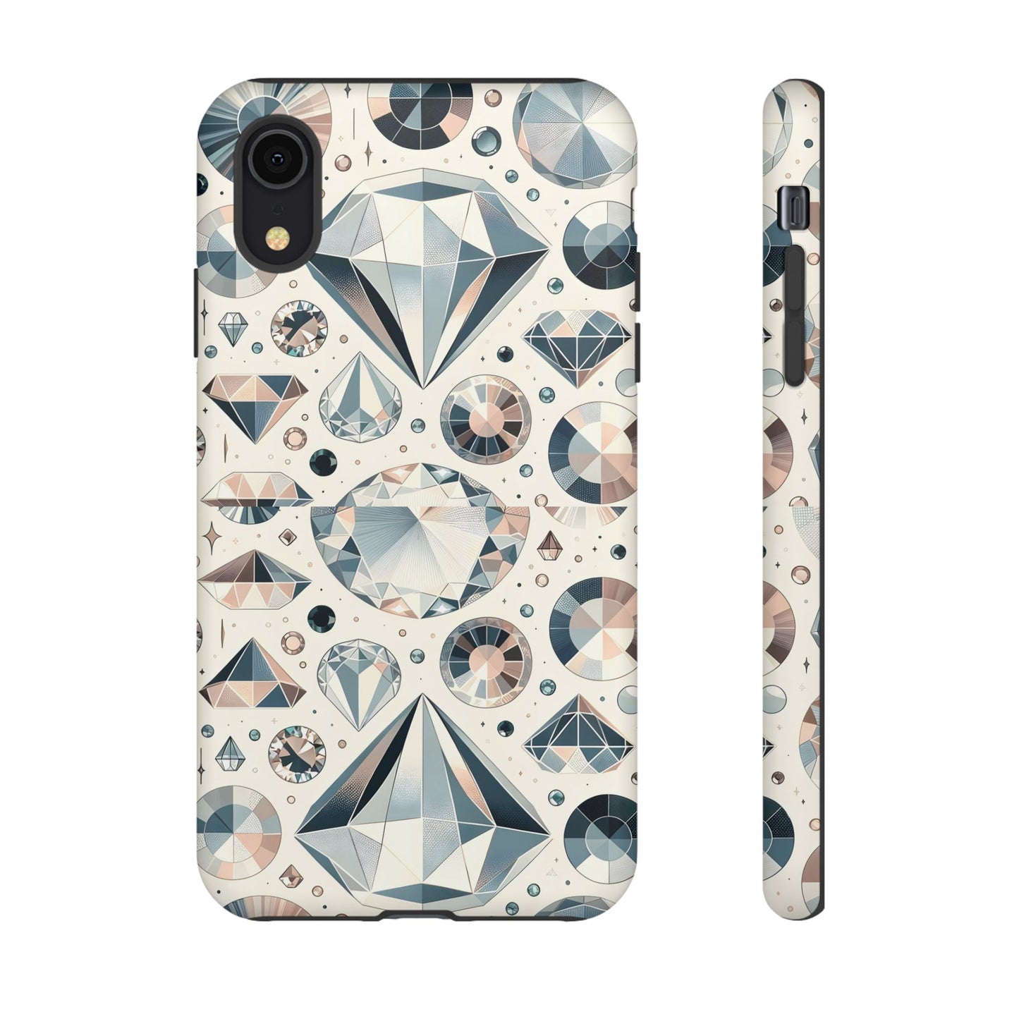 Diamond Pattern iPhone Case | Dual Layer Tough Cover | Luxury Gemstone Print | Glossy or Matte Finish | Shockproof Polycarbonate & TPU Shell