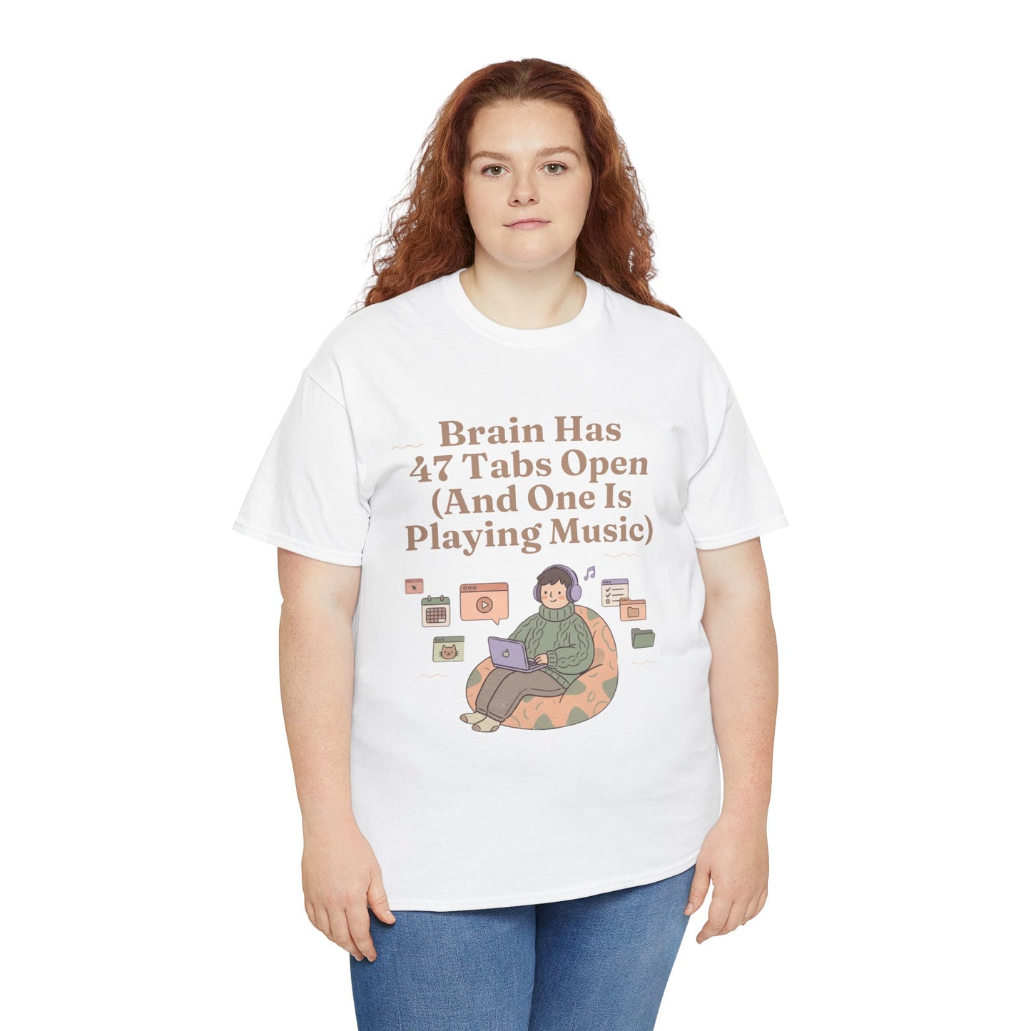 ADHD Lofi Aesthetic: 'Brain Has 47 Tabs Open (And One Is Playing Music)' Graphic Tee