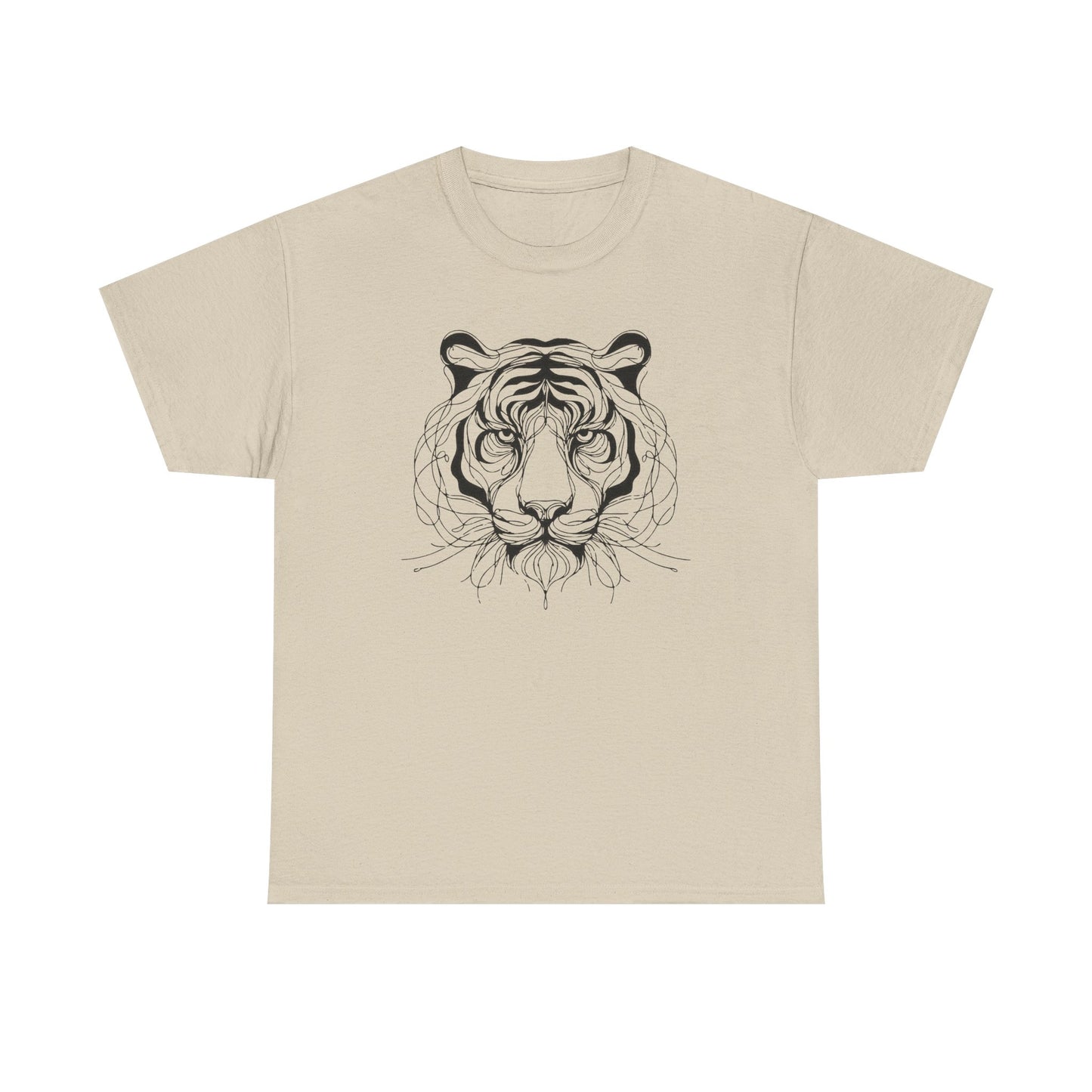 Tiger Line Art Shirt | Wild Animal Sketch Tee | Minimalist Big Cat Face Top | Heavy Cotton 100% Cotton Gift | Unisex Graphic T-Shirt