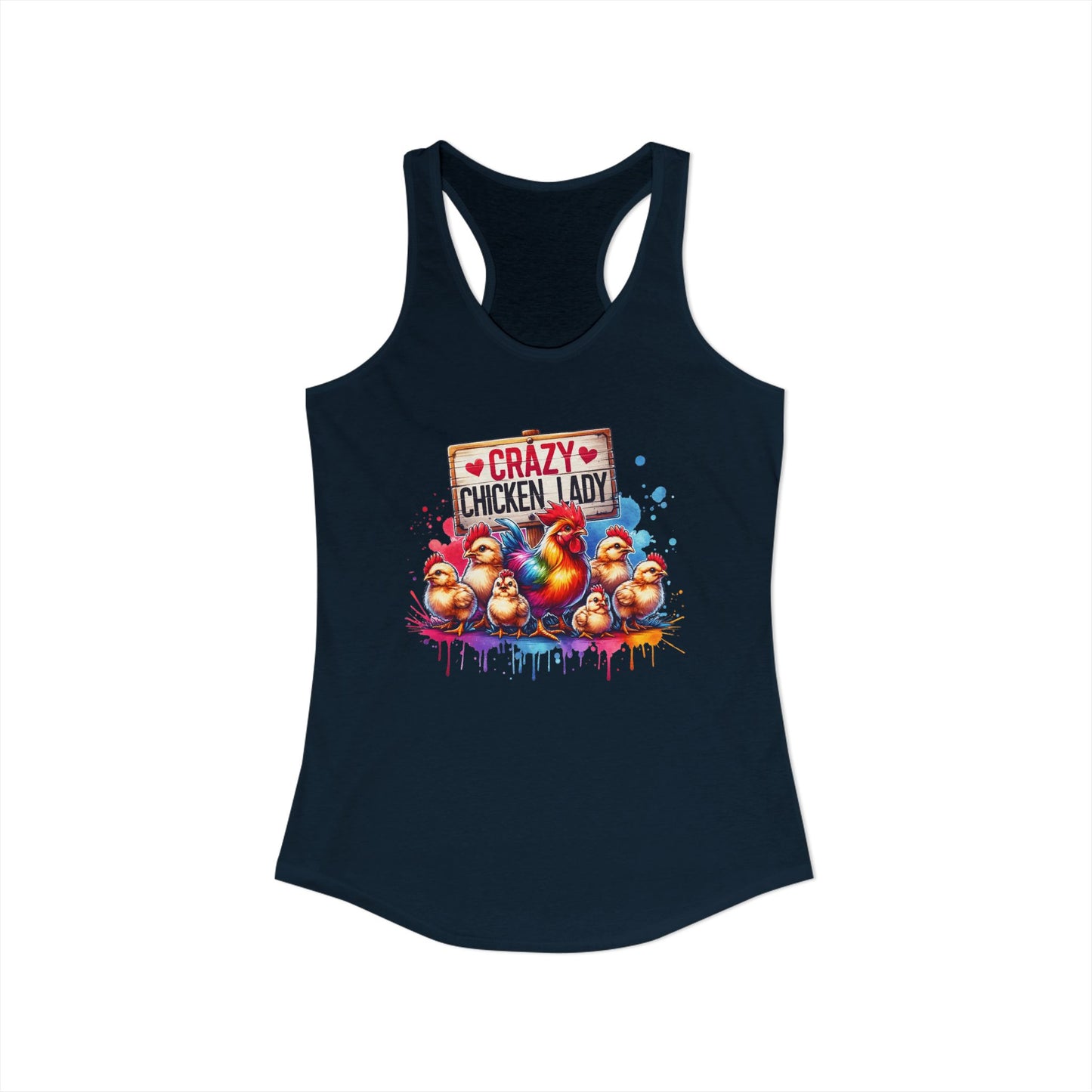 Whimsical ‘Crazy Chicken Lady’ Illustrated Tank Top – Perfect for Poultry Enthusiasts
